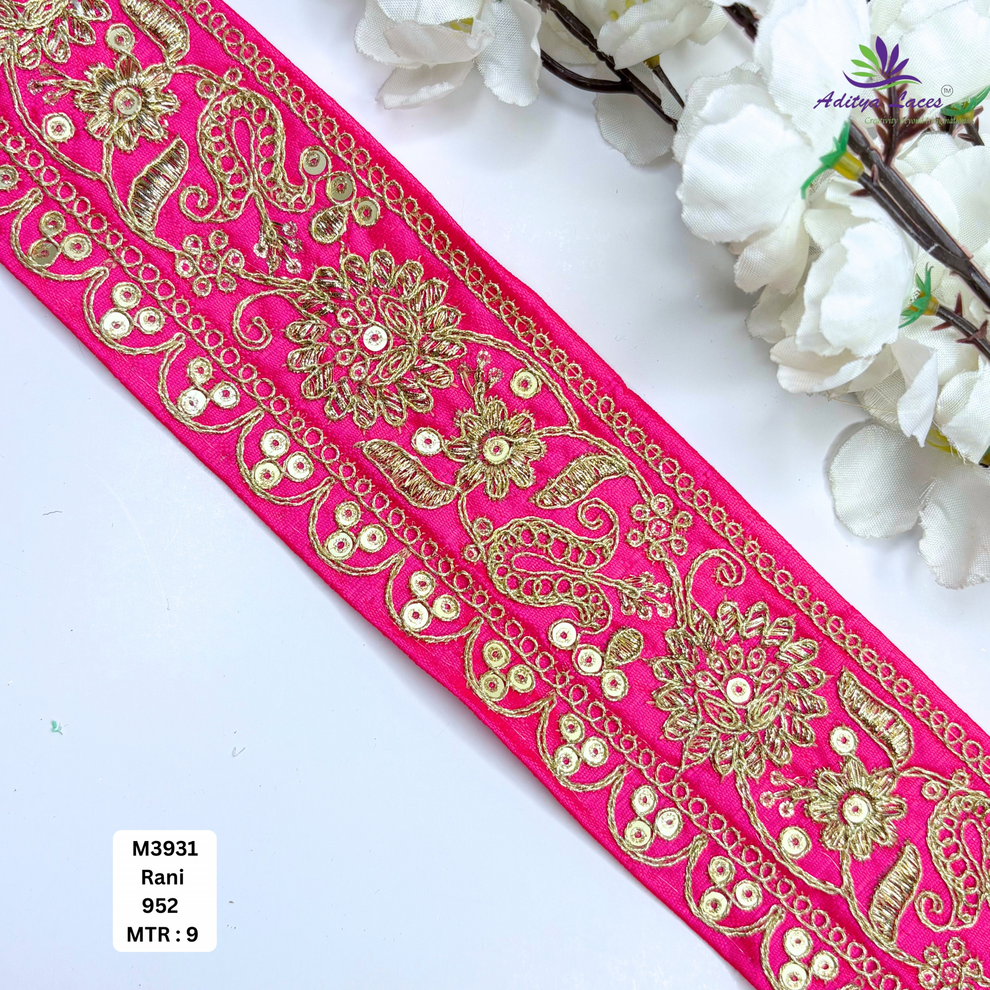 Malbari Multicolor Embroidery Lace Trim Designer Saree Border Bridal Beads Lace