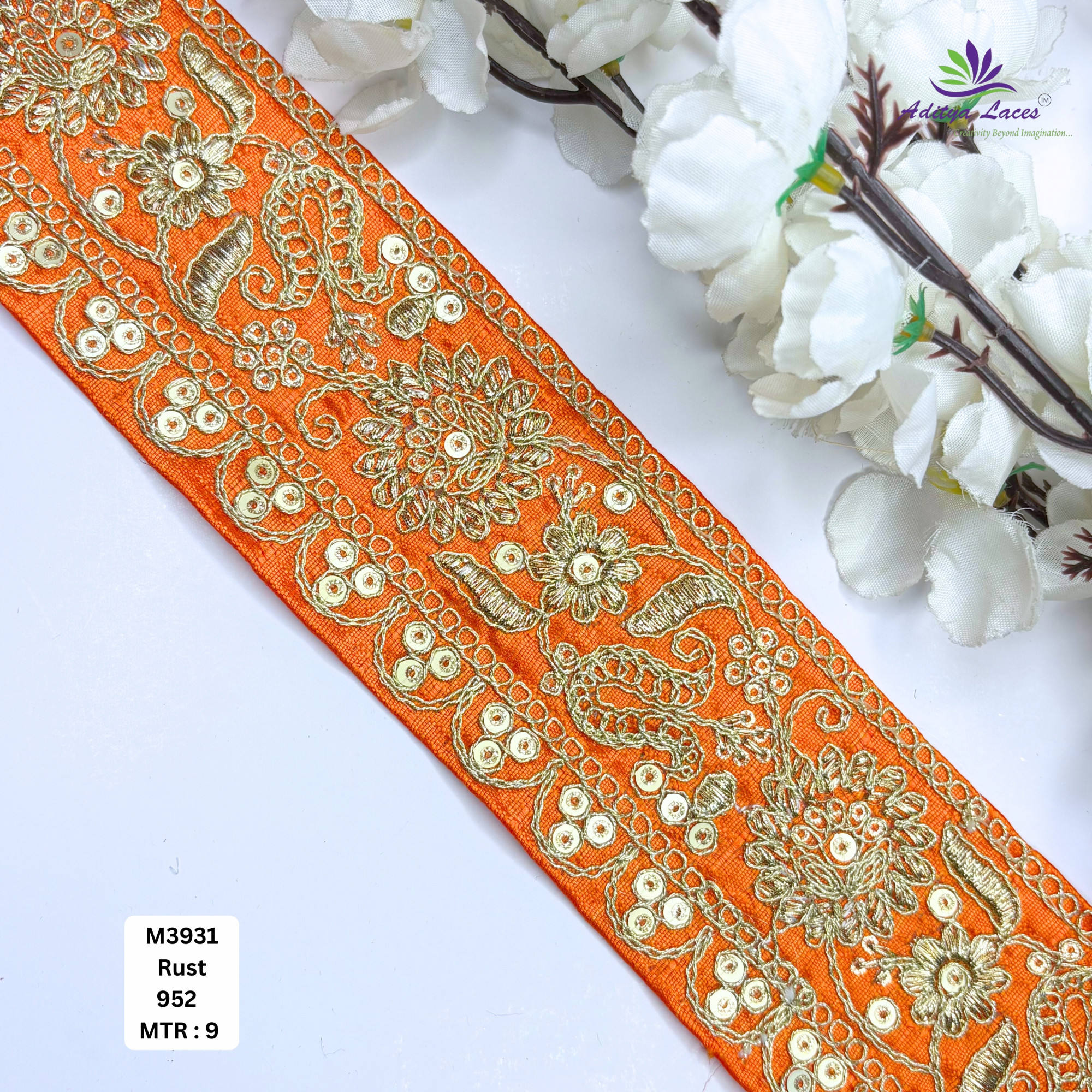 Malbari Multicolor Embroidery Lace Trim Designer Saree Border Bridal Beads Lace