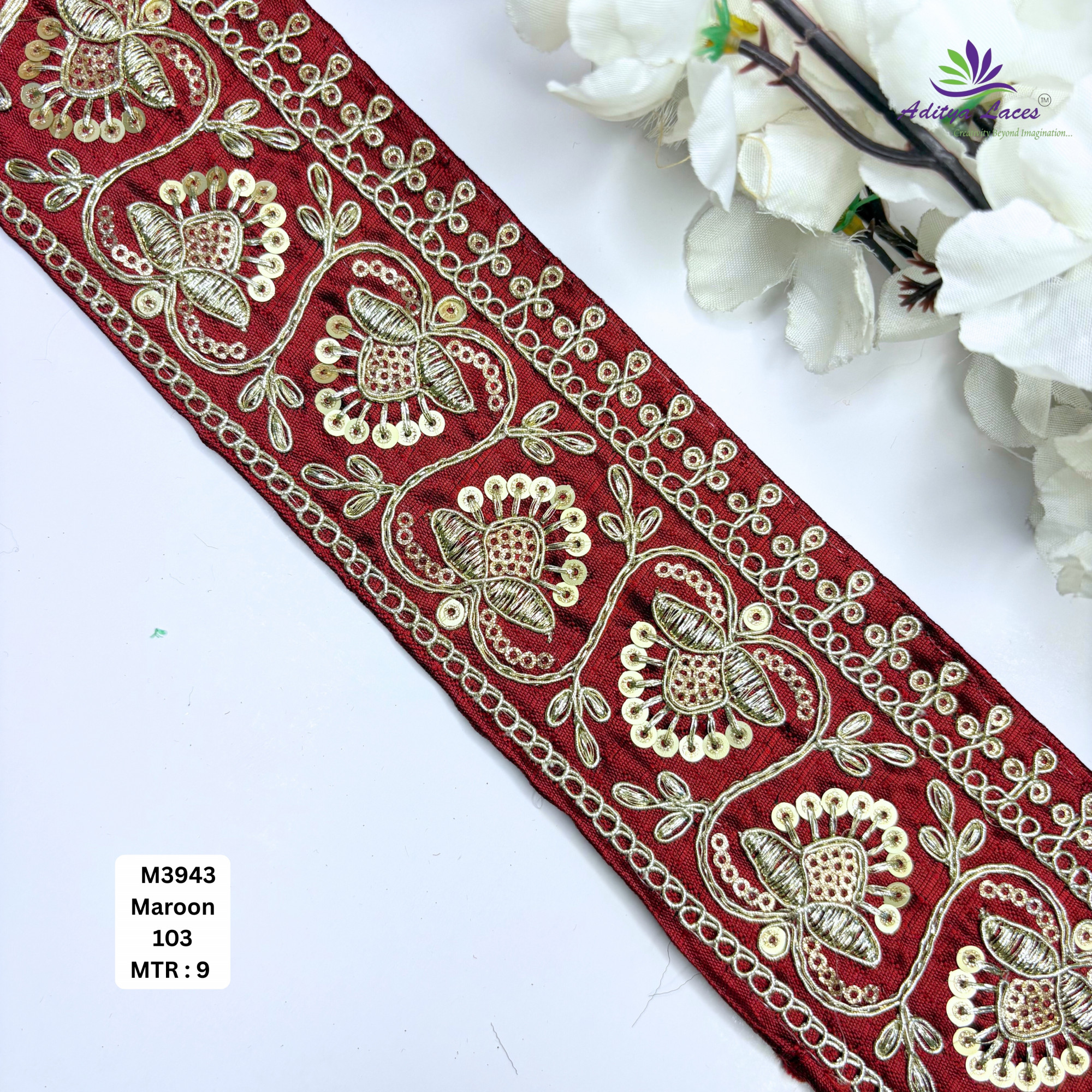 Premium Multicolor Malbari Embroidery Lace Rolls Designer Saree Border Bridal Beads Lace for Ethnic Fashion