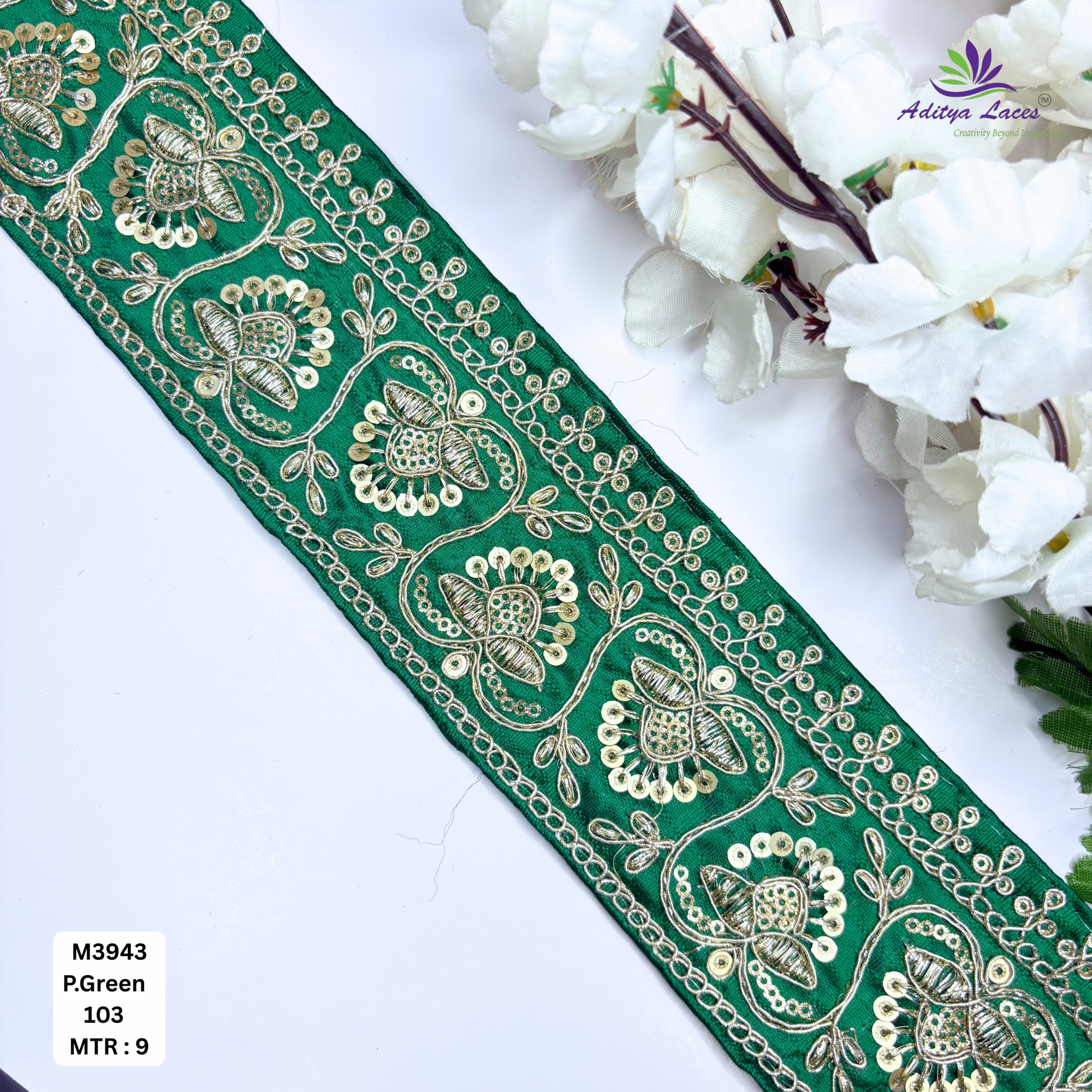 Premium Multicolor Malbari Embroidery Lace Rolls Designer Saree Border Bridal Beads Lace for Ethnic Fashion