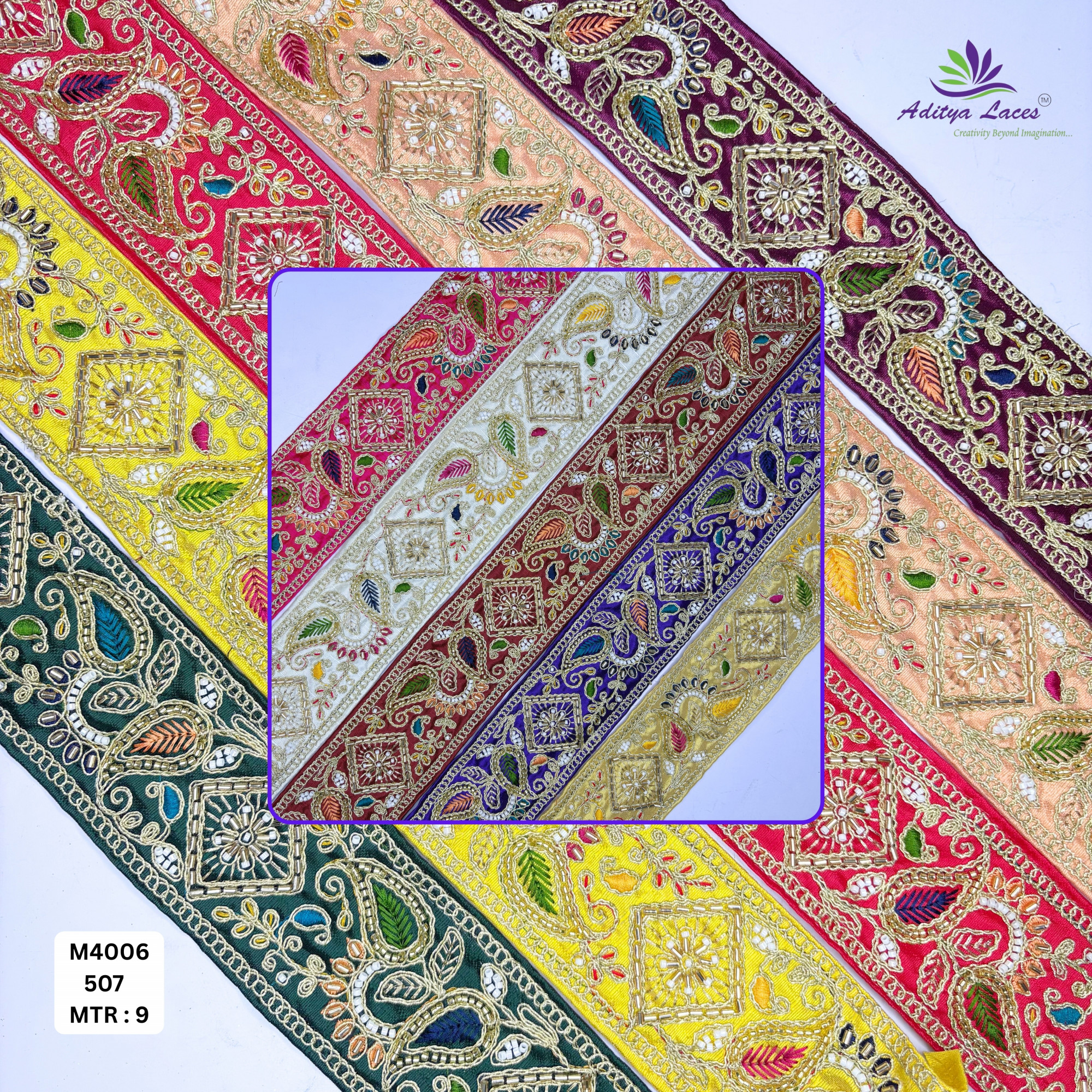 Modern Handcrafted Beaded Border for Bridal Wear