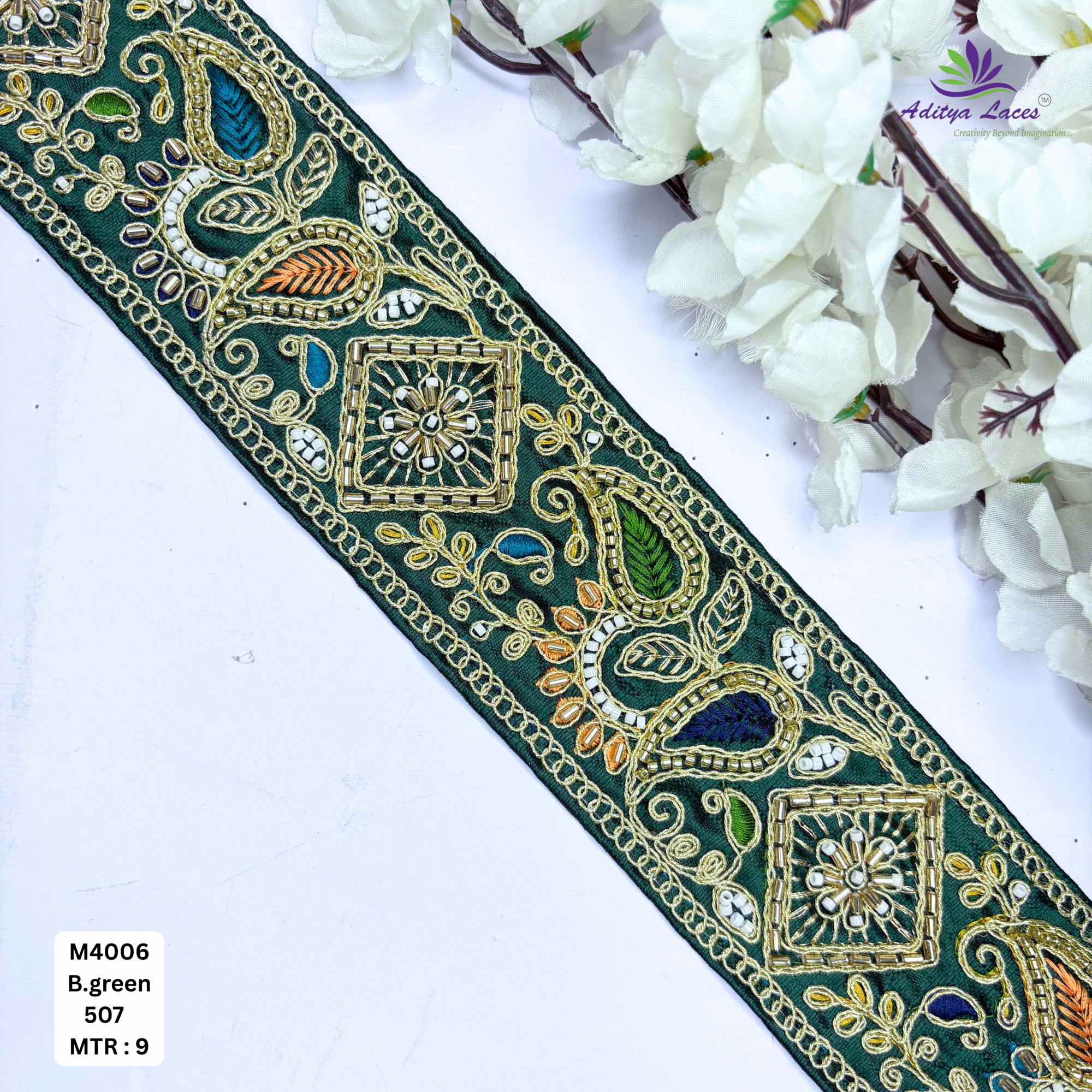 Modern Handcrafted Beaded Border for Bridal Wear