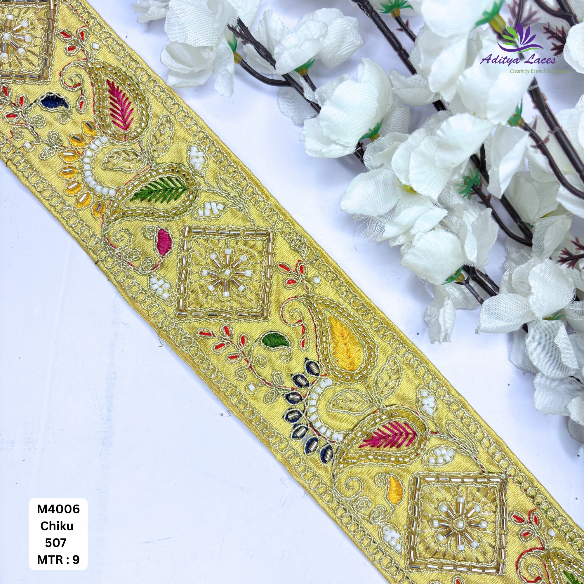 Modern Handcrafted Beaded Border for Bridal Wear