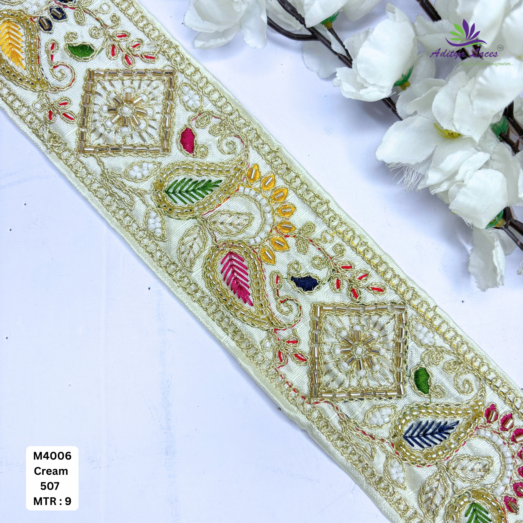 Modern Handcrafted Beaded Border for Bridal Wear