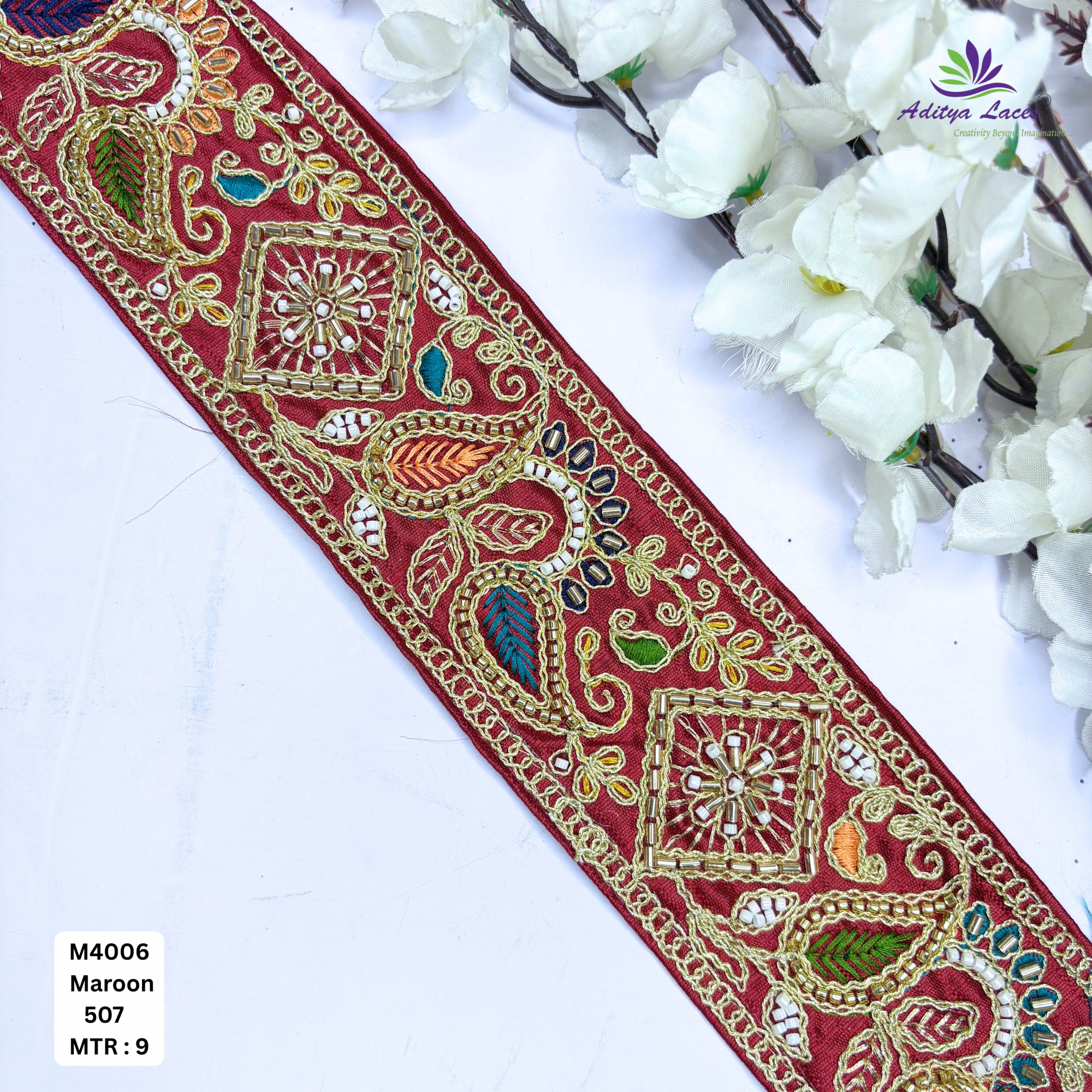 Modern Handcrafted Beaded Border for Bridal Wear
