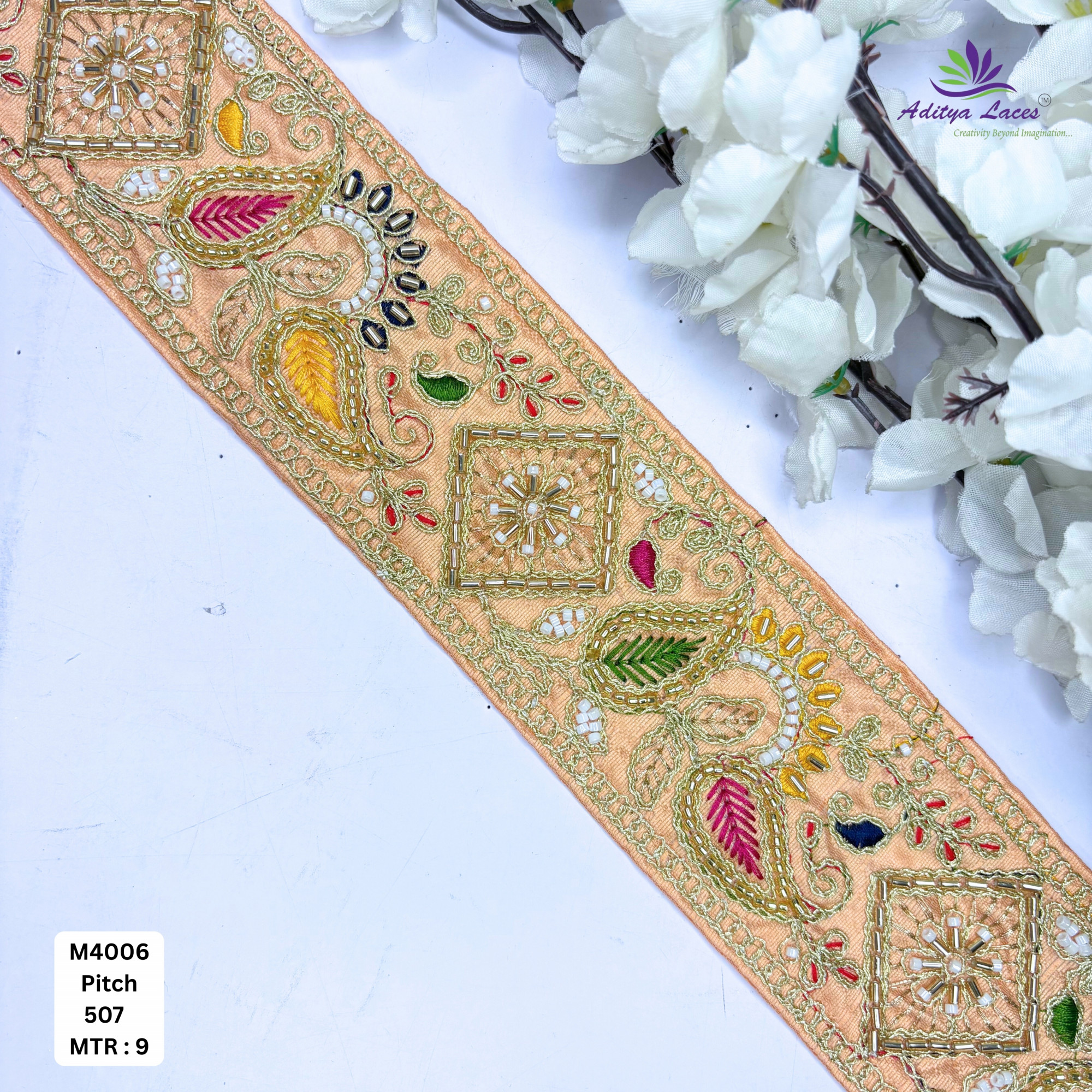 Modern Handcrafted Beaded Border for Bridal Wear