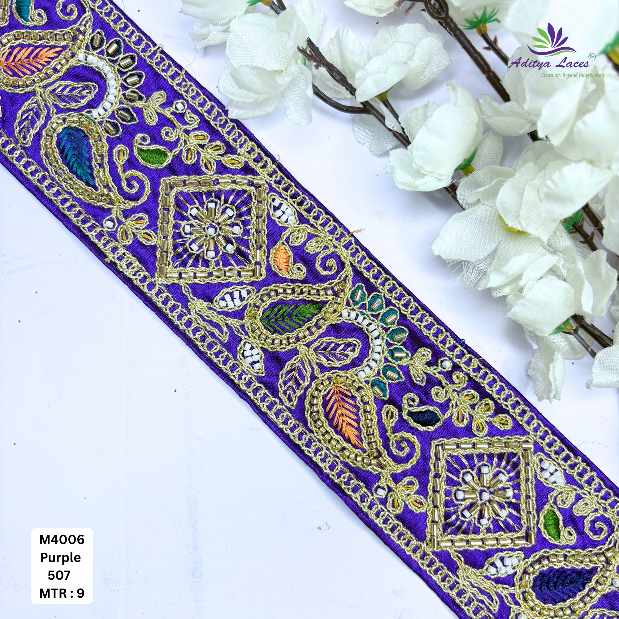 Modern Handcrafted Beaded Border for Bridal Wear