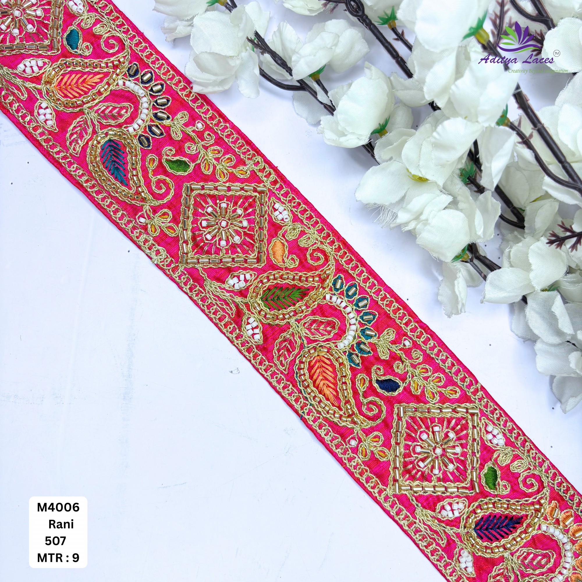 Modern Handcrafted Beaded Border for Bridal Wear