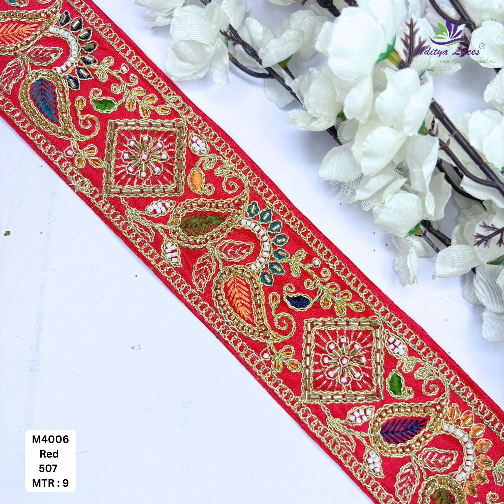 Modern Handcrafted Beaded Border for Bridal Wear