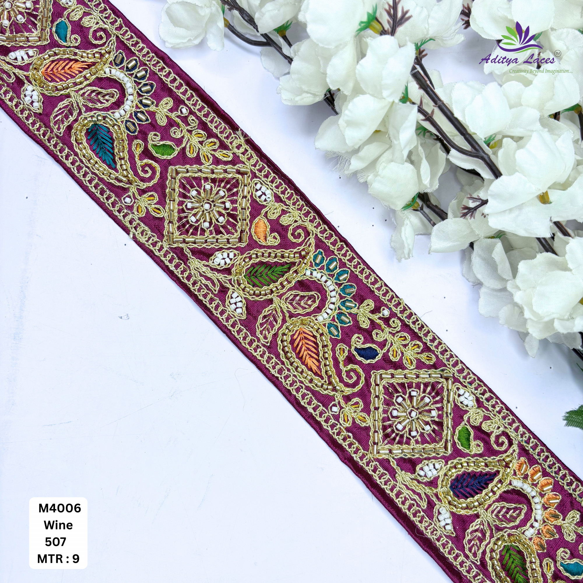 Modern Handcrafted Beaded Border for Bridal Wear
