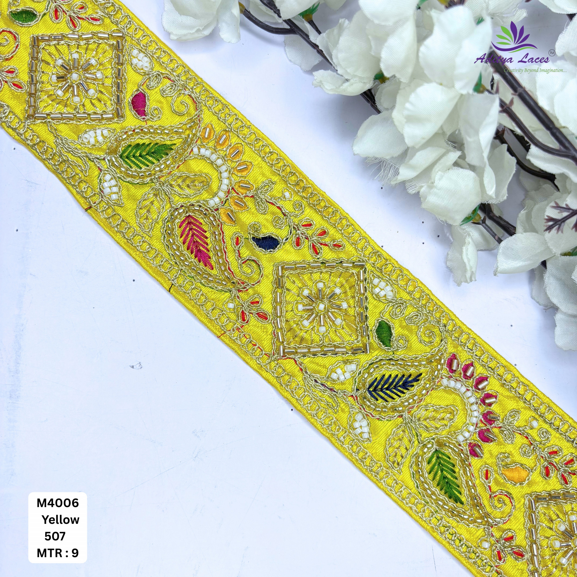 Modern Handcrafted Beaded Border for Bridal Wear