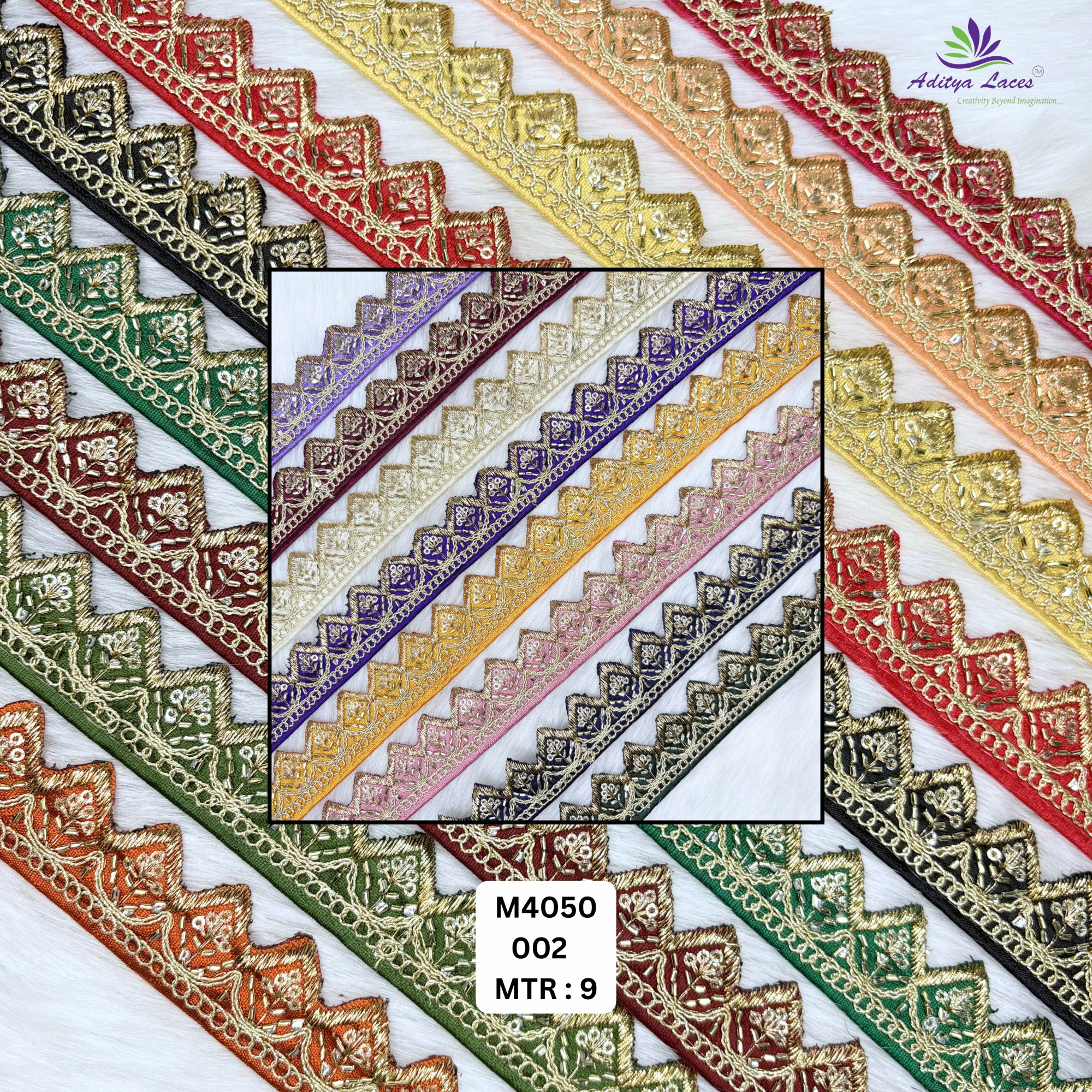 Malbari Multicolor Embroidery Lace Trim Designer Saree Border Bridal Beads Lace Wholesale Supplier