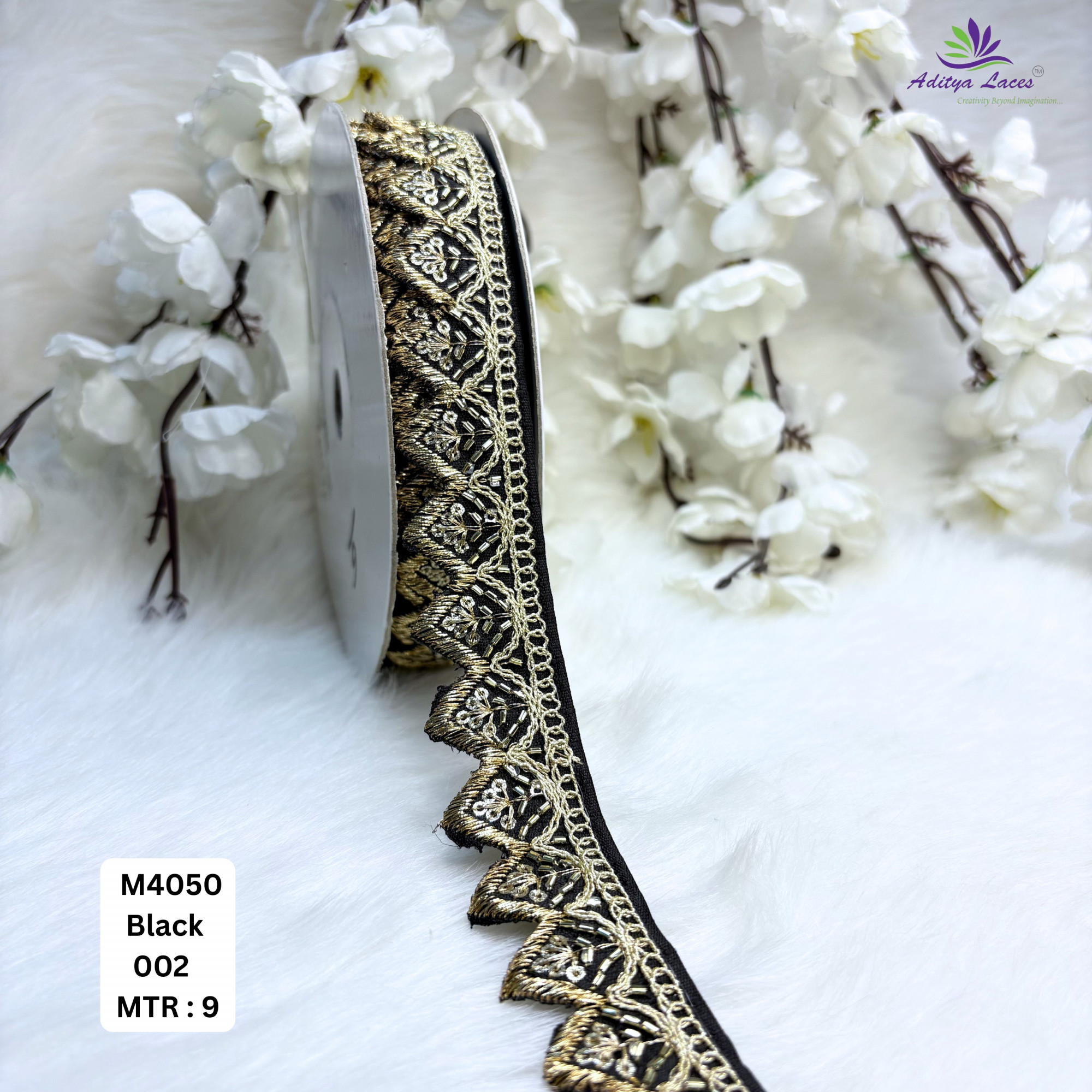 Malbari Multicolor Embroidery Lace Trim Designer Saree Border Bridal Beads Lace Wholesale Supplier