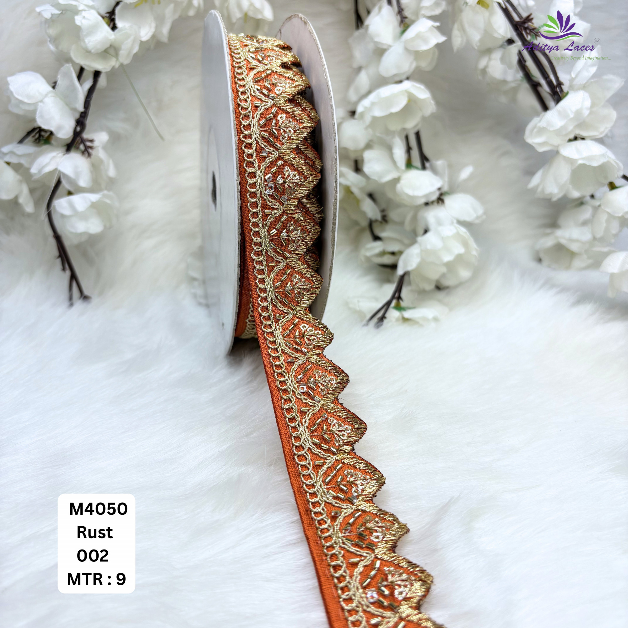 Malbari Multicolor Embroidery Lace Trim Designer Saree Border Bridal Beads Lace Wholesale Supplier