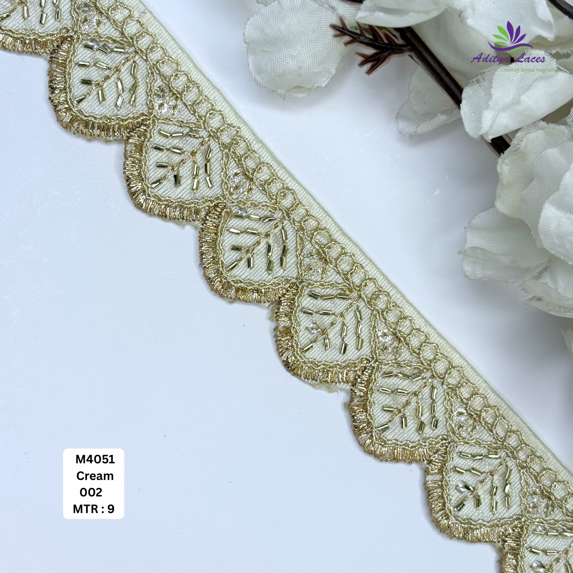 Malbari Multicolor Embroidery Beads Lace Trim Designer Saree Border Bridal Decorative Lace
