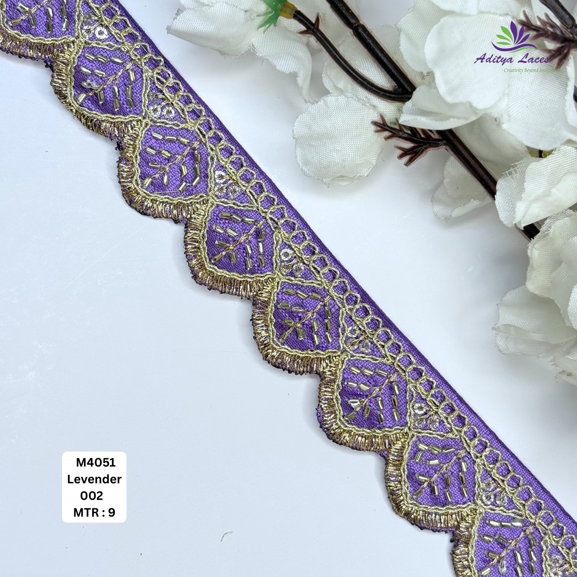 Malbari Multicolor Embroidery Beads Lace Trim Designer Saree Border Bridal Decorative Lace