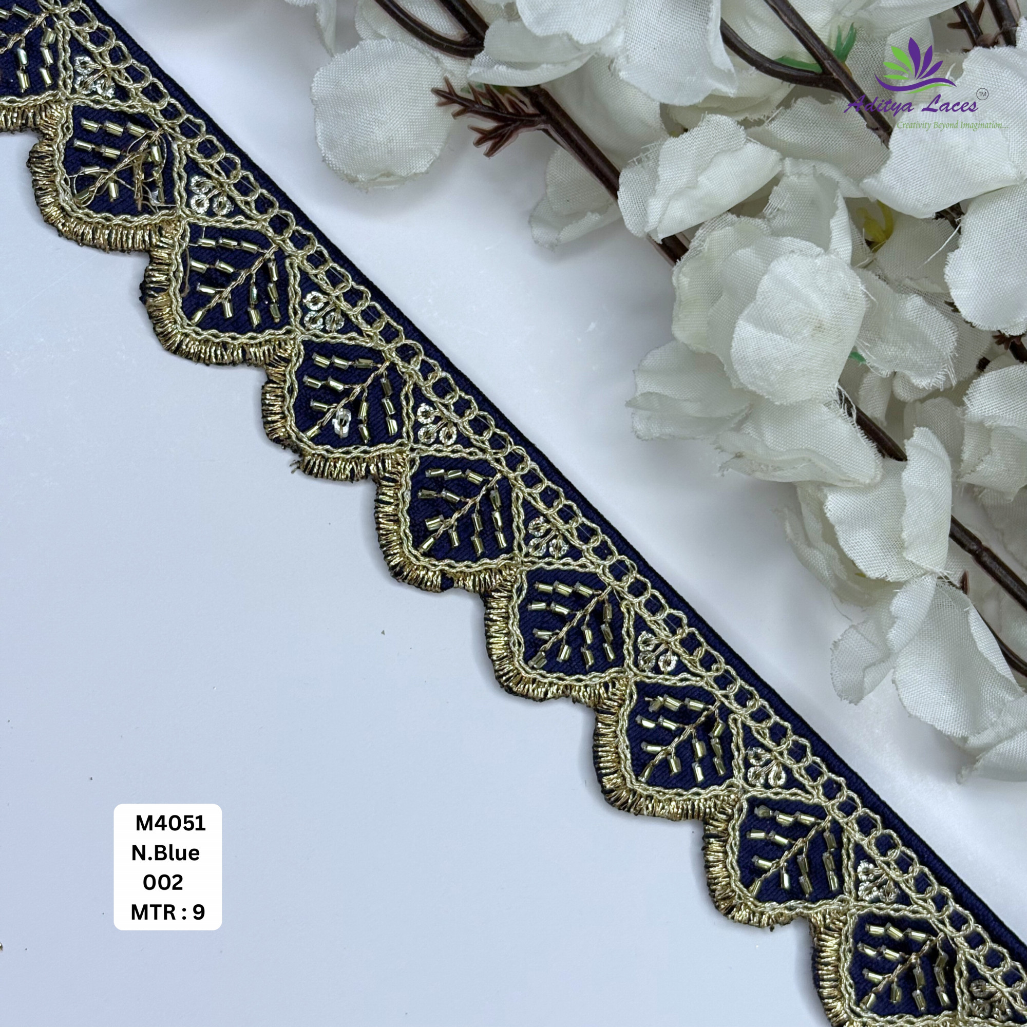 Malbari Multicolor Embroidery Beads Lace Trim Designer Saree Border Bridal Decorative Lace