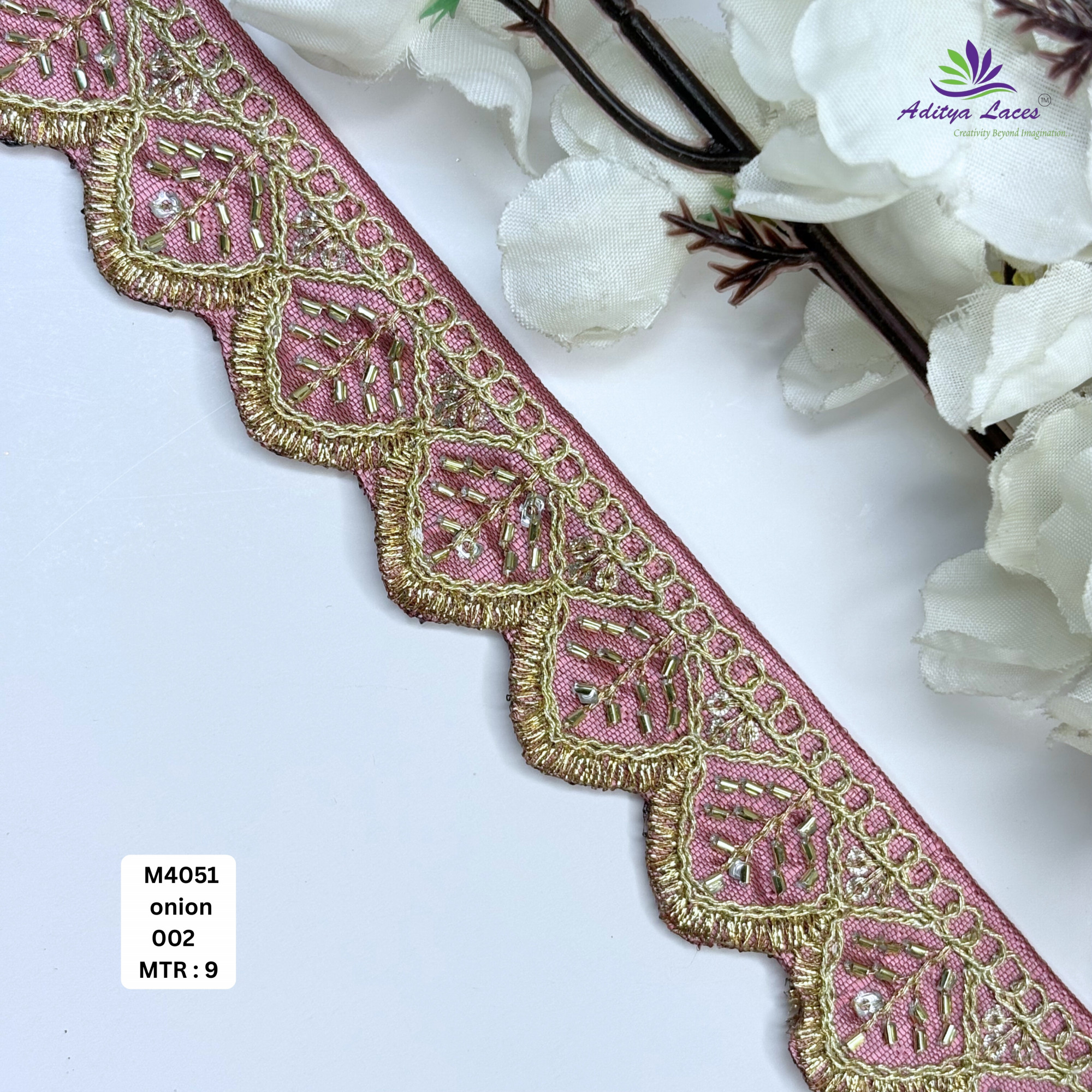 Malbari Multicolor Embroidery Beads Lace Trim Designer Saree Border Bridal Decorative Lace