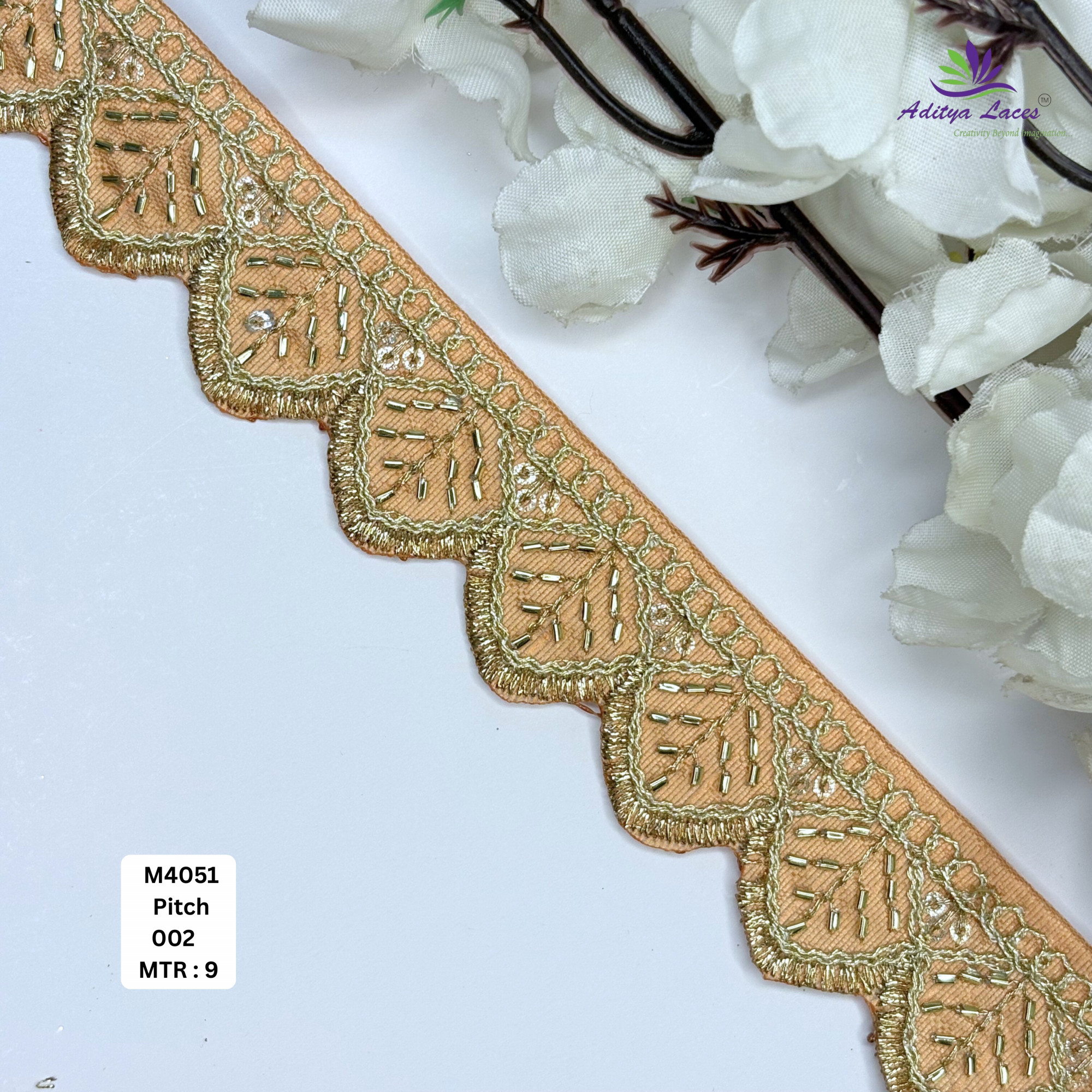 Malbari Multicolor Embroidery Beads Lace Trim Designer Saree Border Bridal Decorative Lace