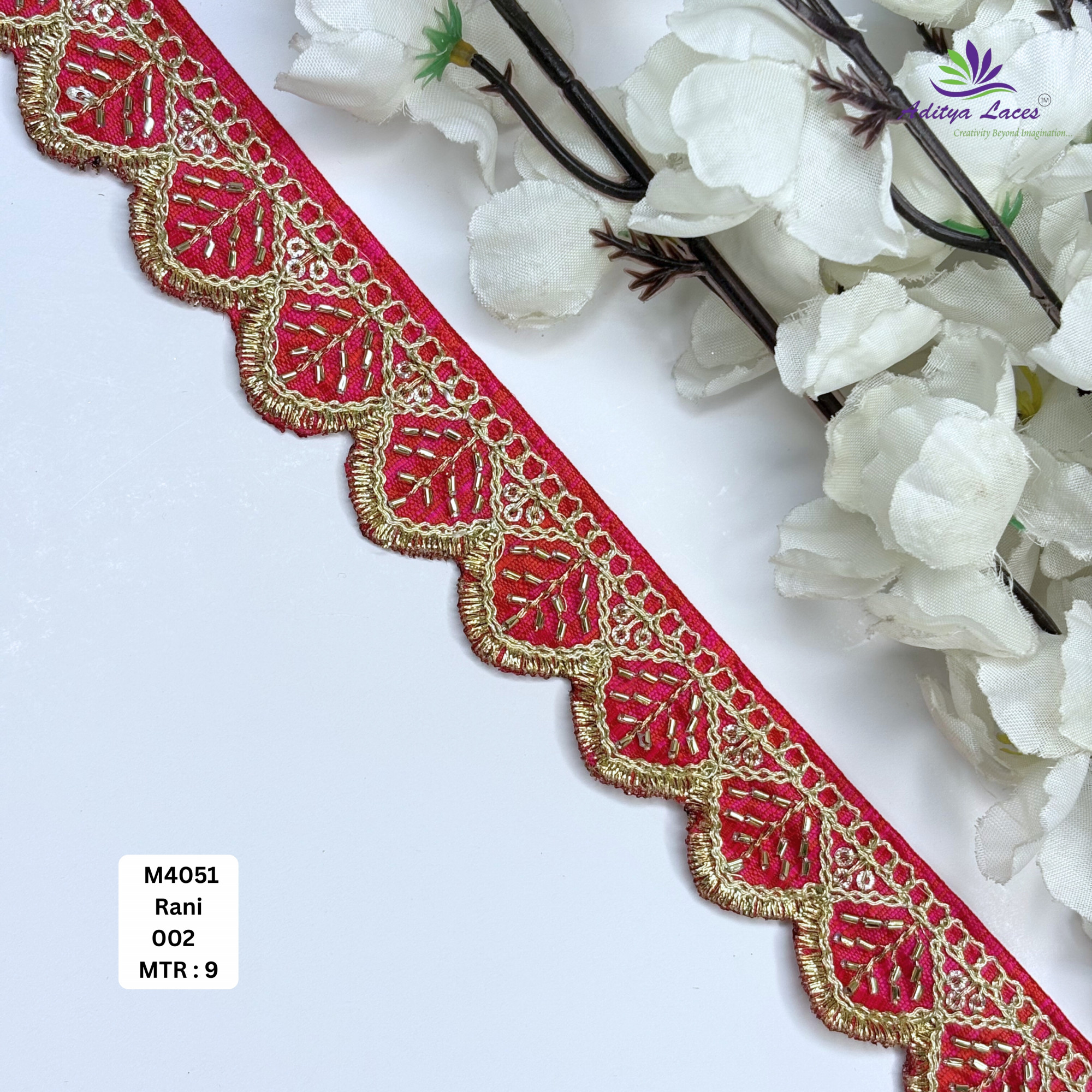 Malbari Multicolor Embroidery Beads Lace Trim Designer Saree Border Bridal Decorative Lace