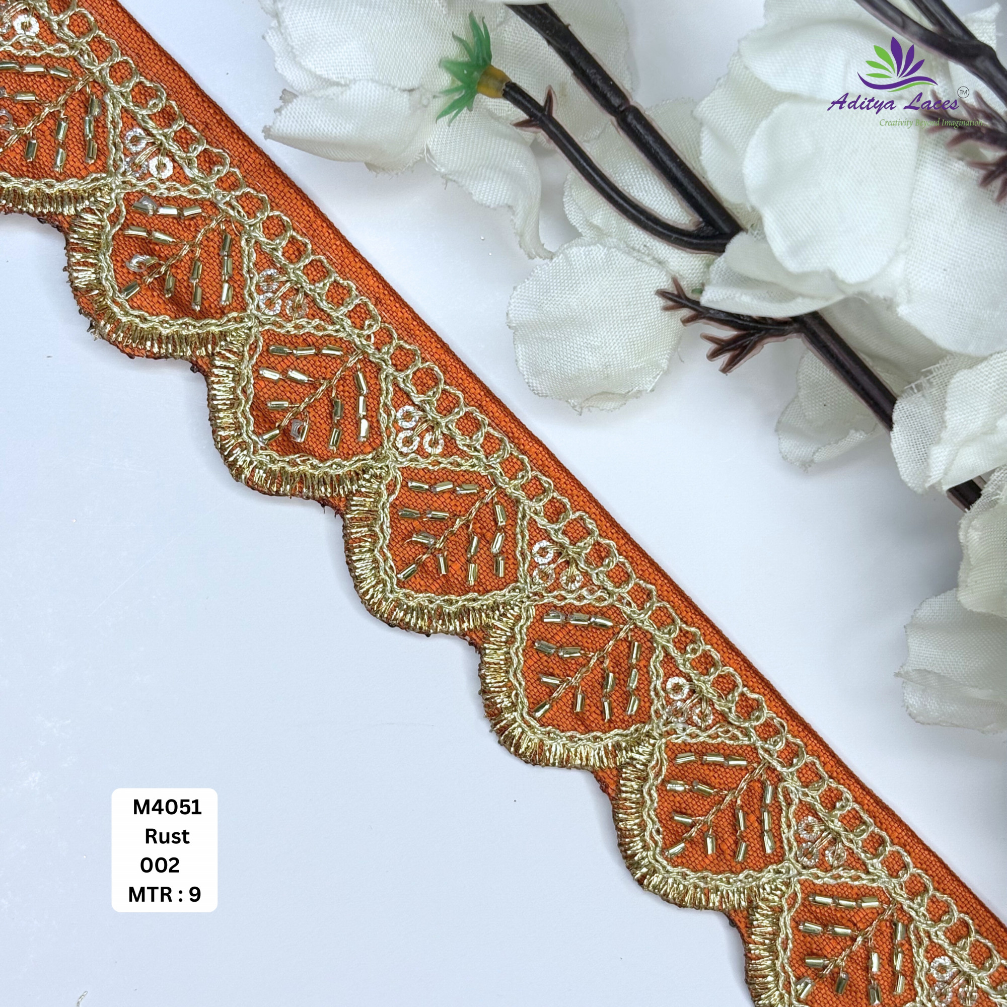 Malbari Multicolor Embroidery Beads Lace Trim Designer Saree Border Bridal Decorative Lace