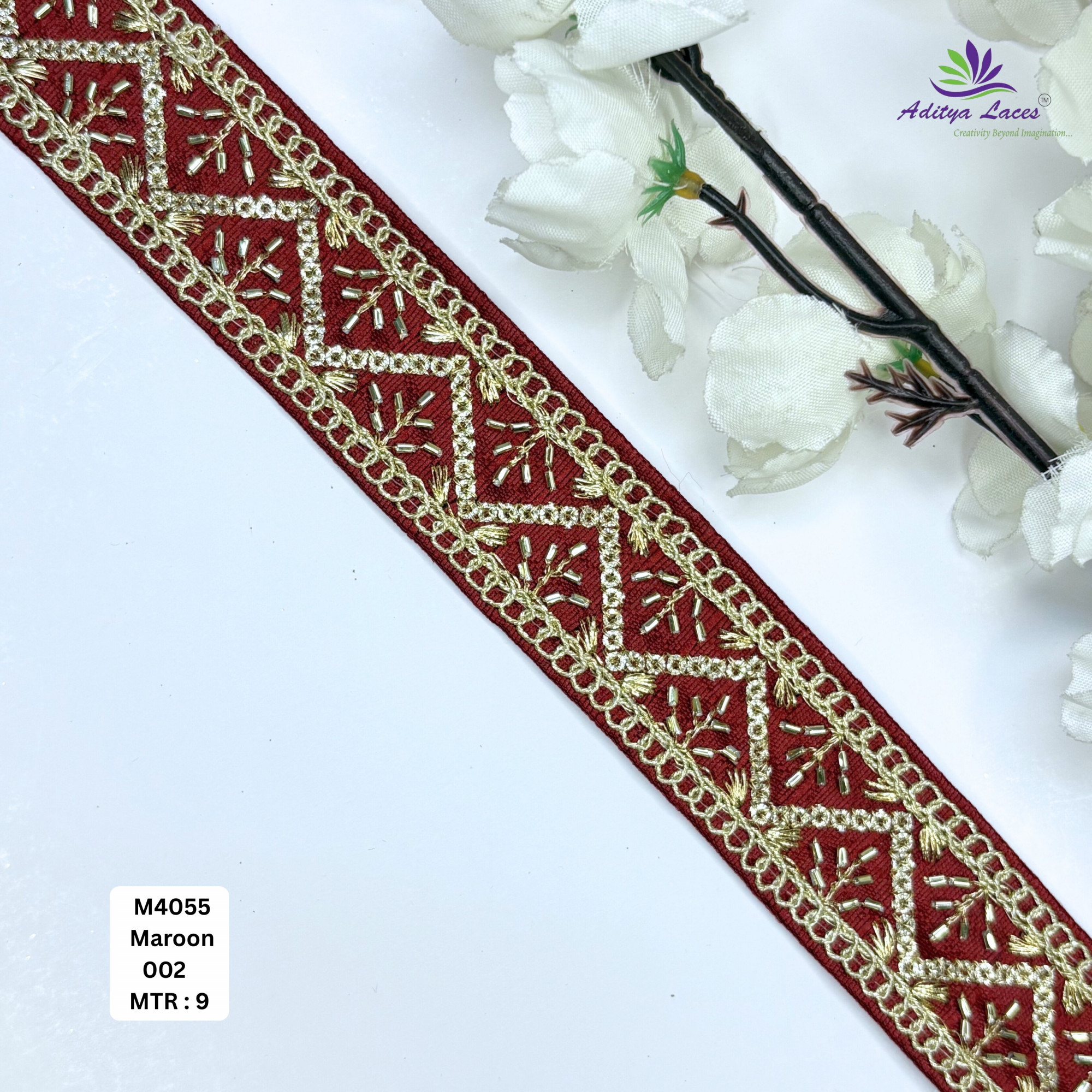 Premium Multicolor Malbari Lace Trim Rolls Designer Saree Border Bridal Beads Lace for Ethnic Fashion