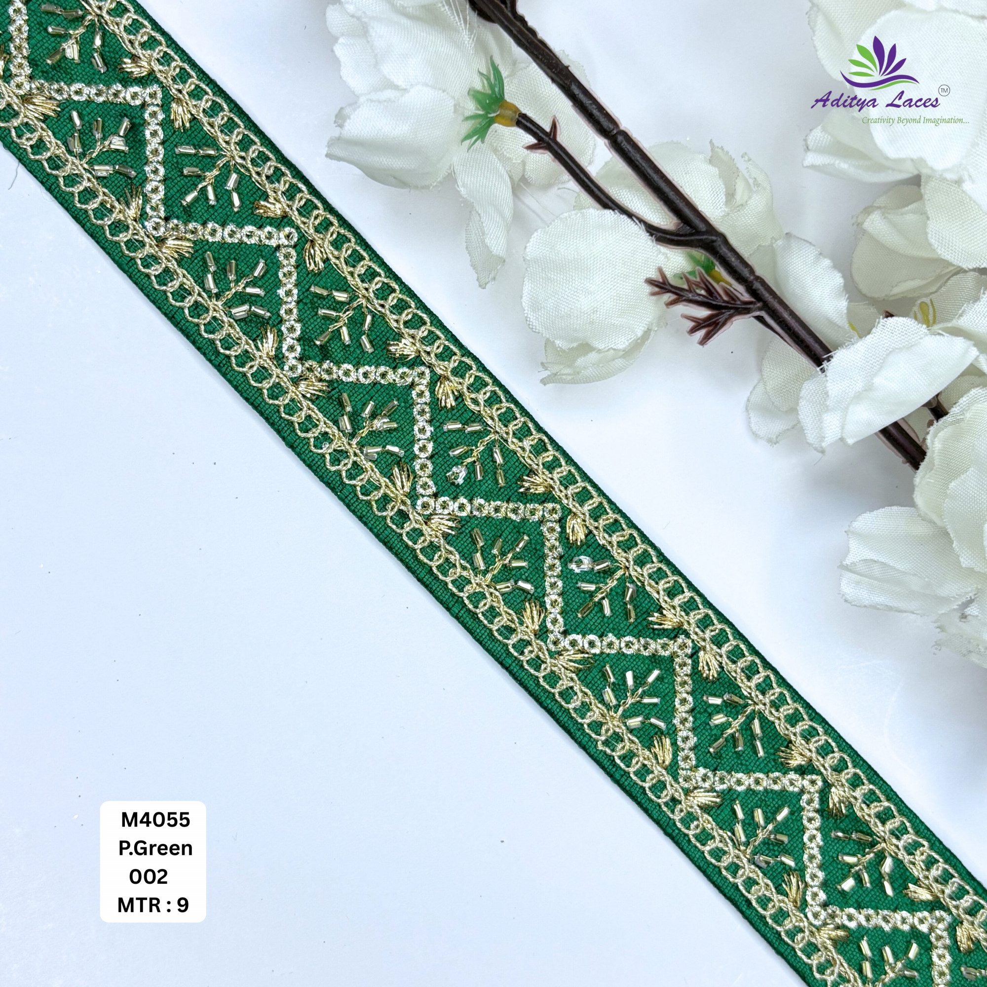 Premium Multicolor Malbari Lace Trim Rolls Designer Saree Border Bridal Beads Lace for Ethnic Fashion