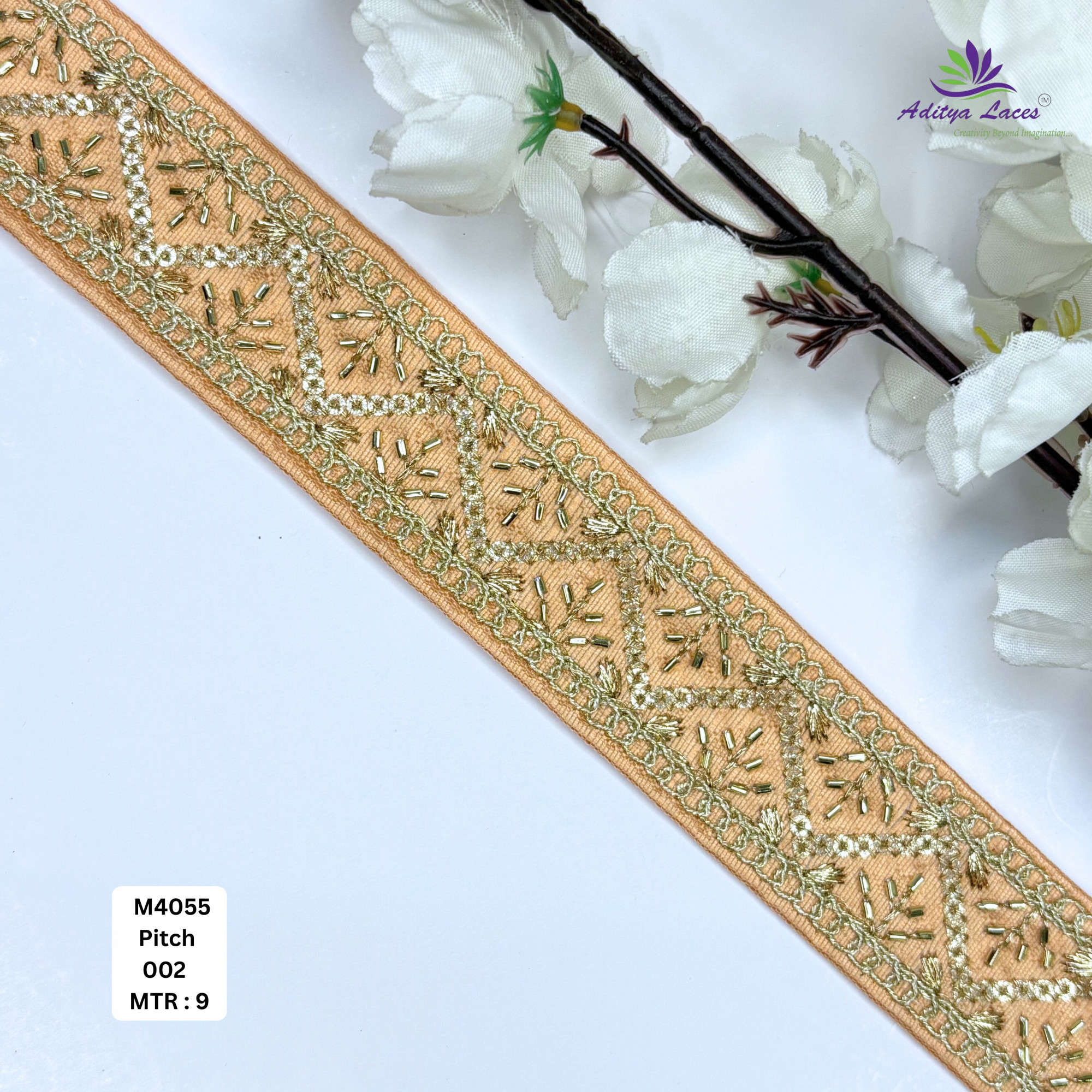 Premium Multicolor Malbari Lace Trim Rolls Designer Saree Border Bridal Beads Lace for Ethnic Fashion