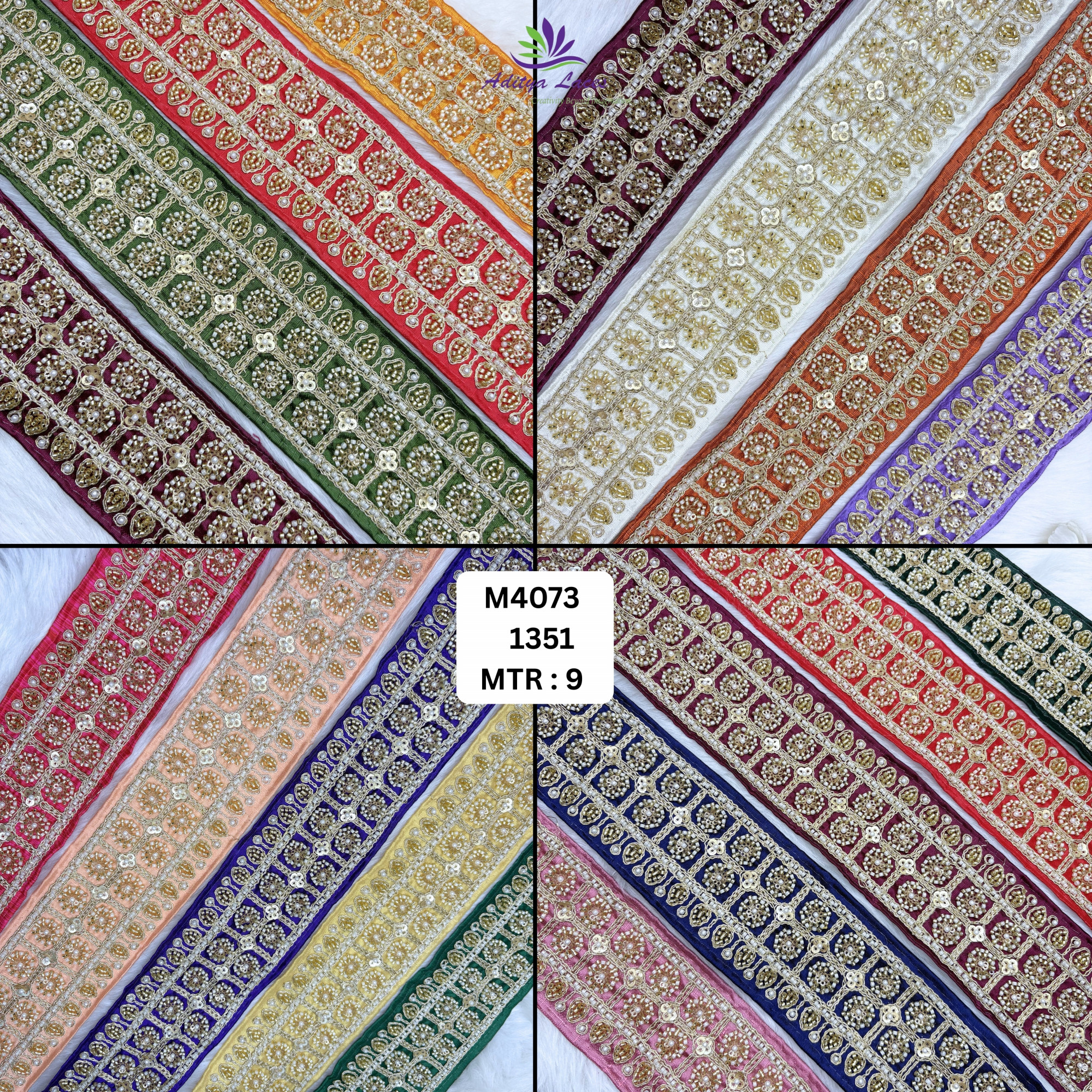 Premium Multicolor Malbari Embroidery Lace Trim Designer Saree Border Bridal Beads Lace for Ethnic Fashion