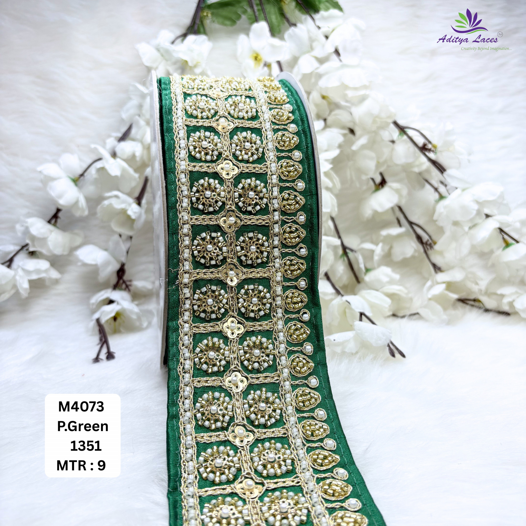 Premium Multicolor Malbari Embroidery Lace Trim Designer Saree Border Bridal Beads Lace for Ethnic Fashion