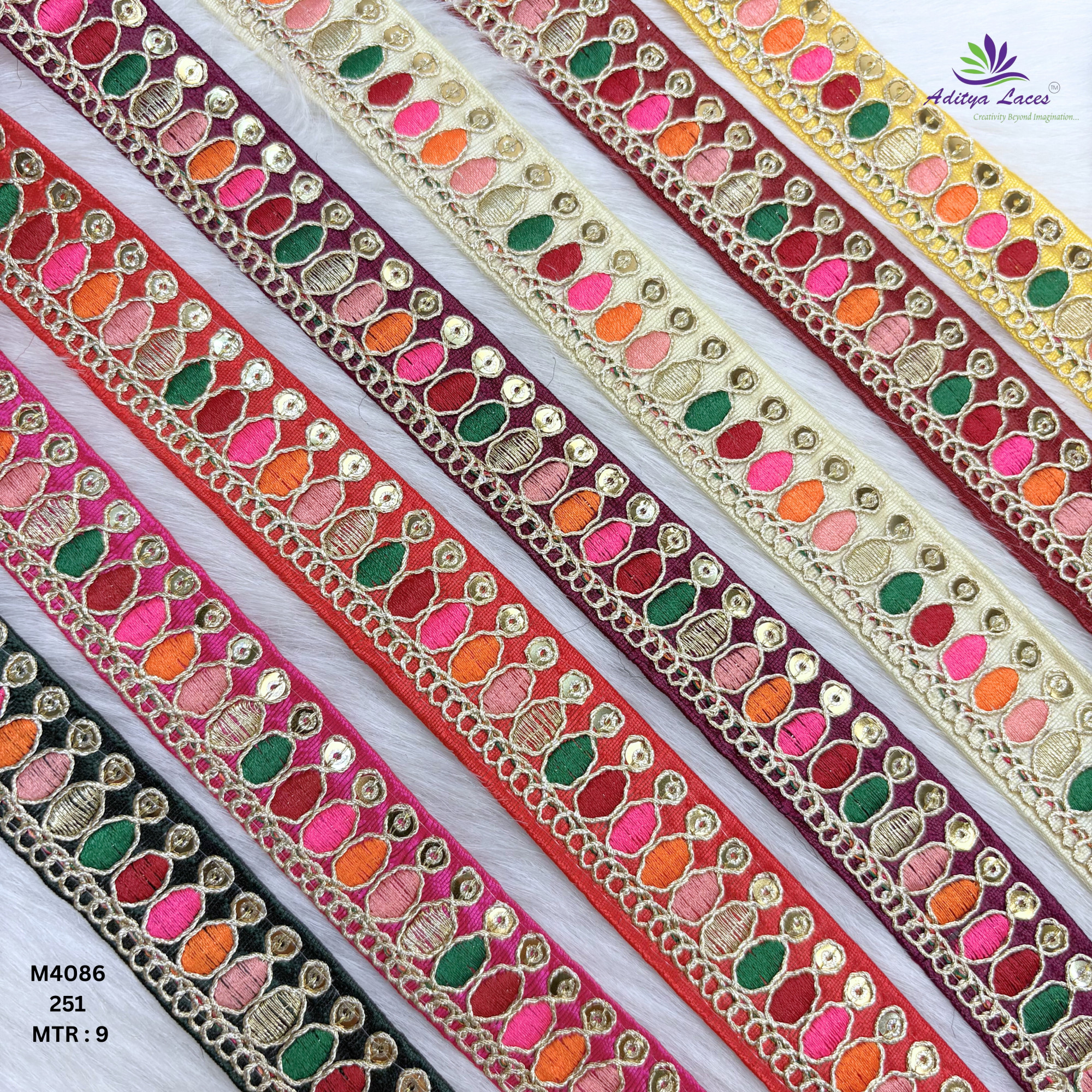 Premium Multicolor Malbari Embroidery Lace Trim Designer Saree Border Bridal Beads Lace