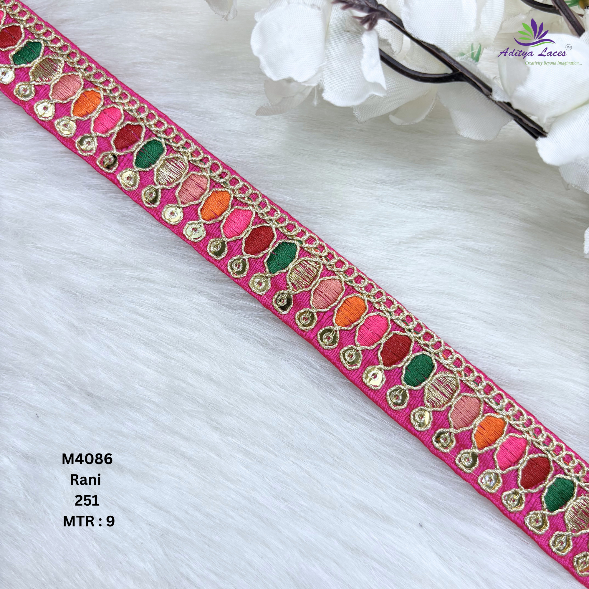 Premium Multicolor Malbari Embroidery Lace Trim Designer Saree Border Bridal Beads Lace