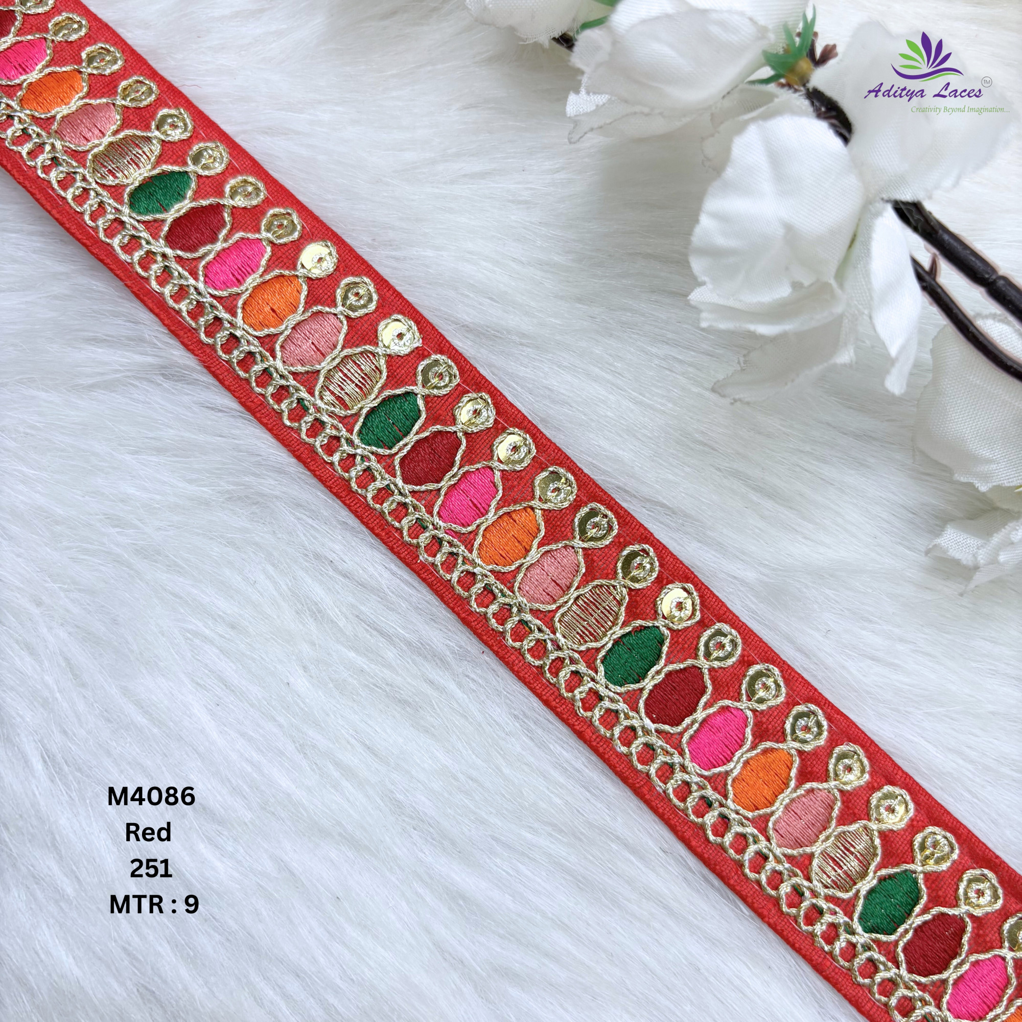 Premium Multicolor Malbari Embroidery Lace Trim Designer Saree Border Bridal Beads Lace