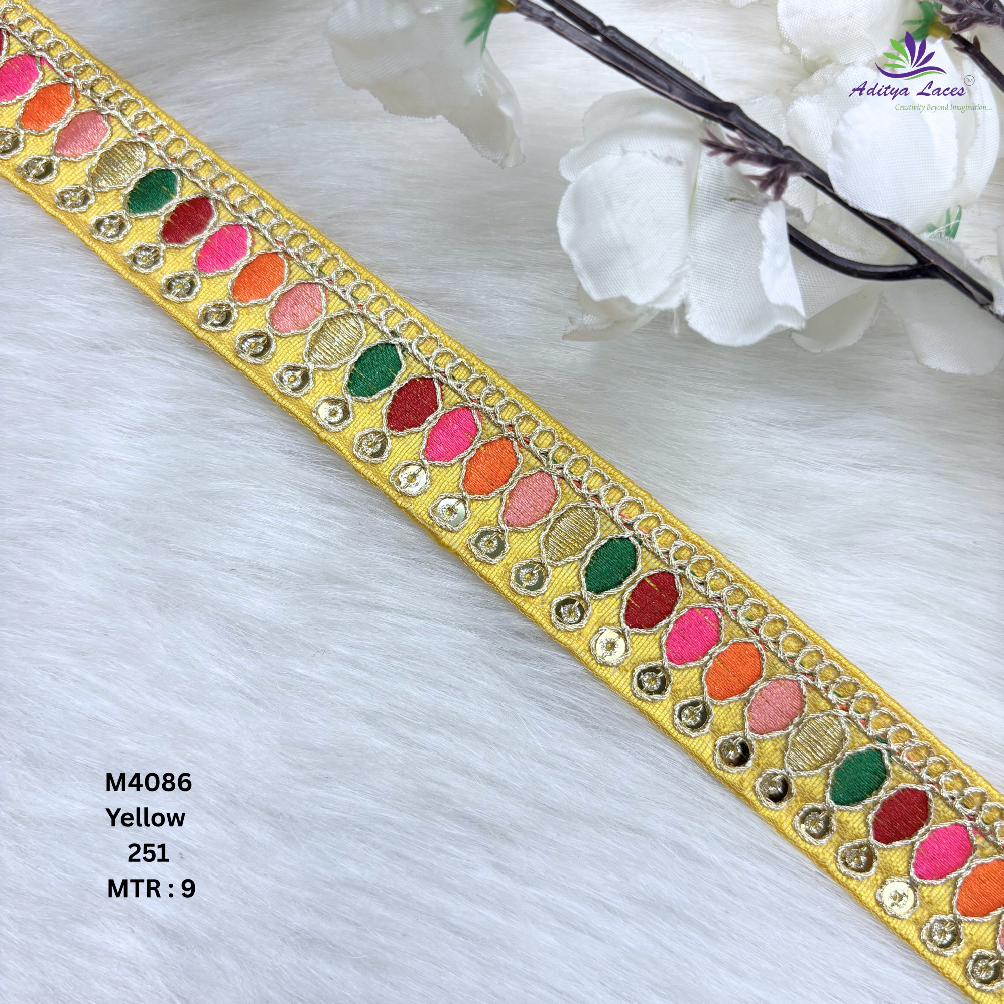 Premium Multicolor Malbari Embroidery Lace Trim Designer Saree Border Bridal Beads Lace