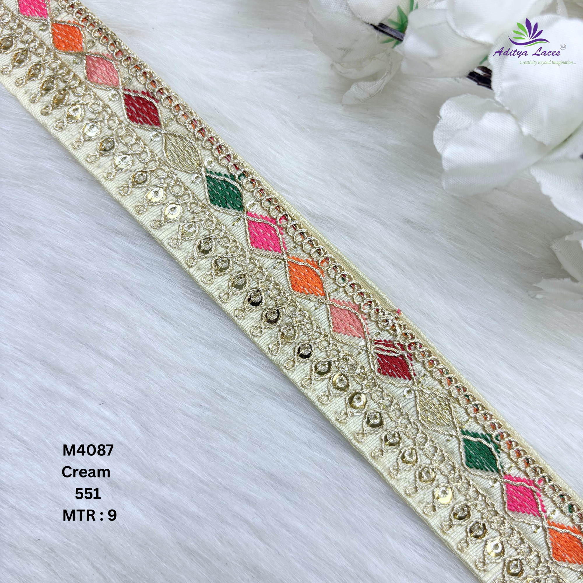 Malbari Multicolor Embroidery Lace Trim Designer Saree Border Bridal Decorative Lace Wholesale Supplier
