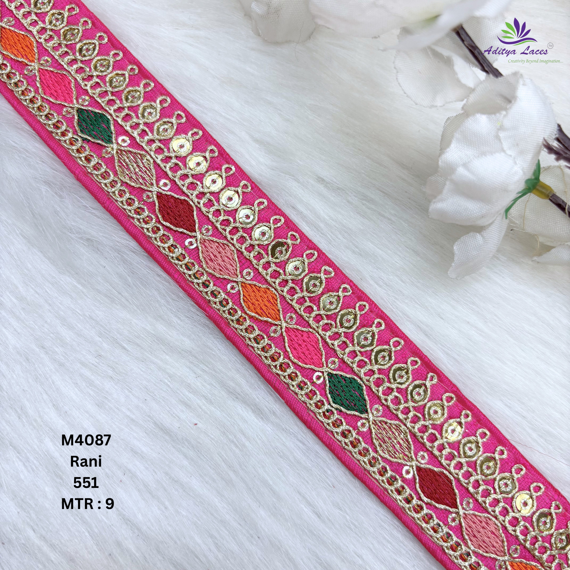 Malbari Multicolor Embroidery Lace Trim Designer Saree Border Bridal Decorative Lace Wholesale Supplier