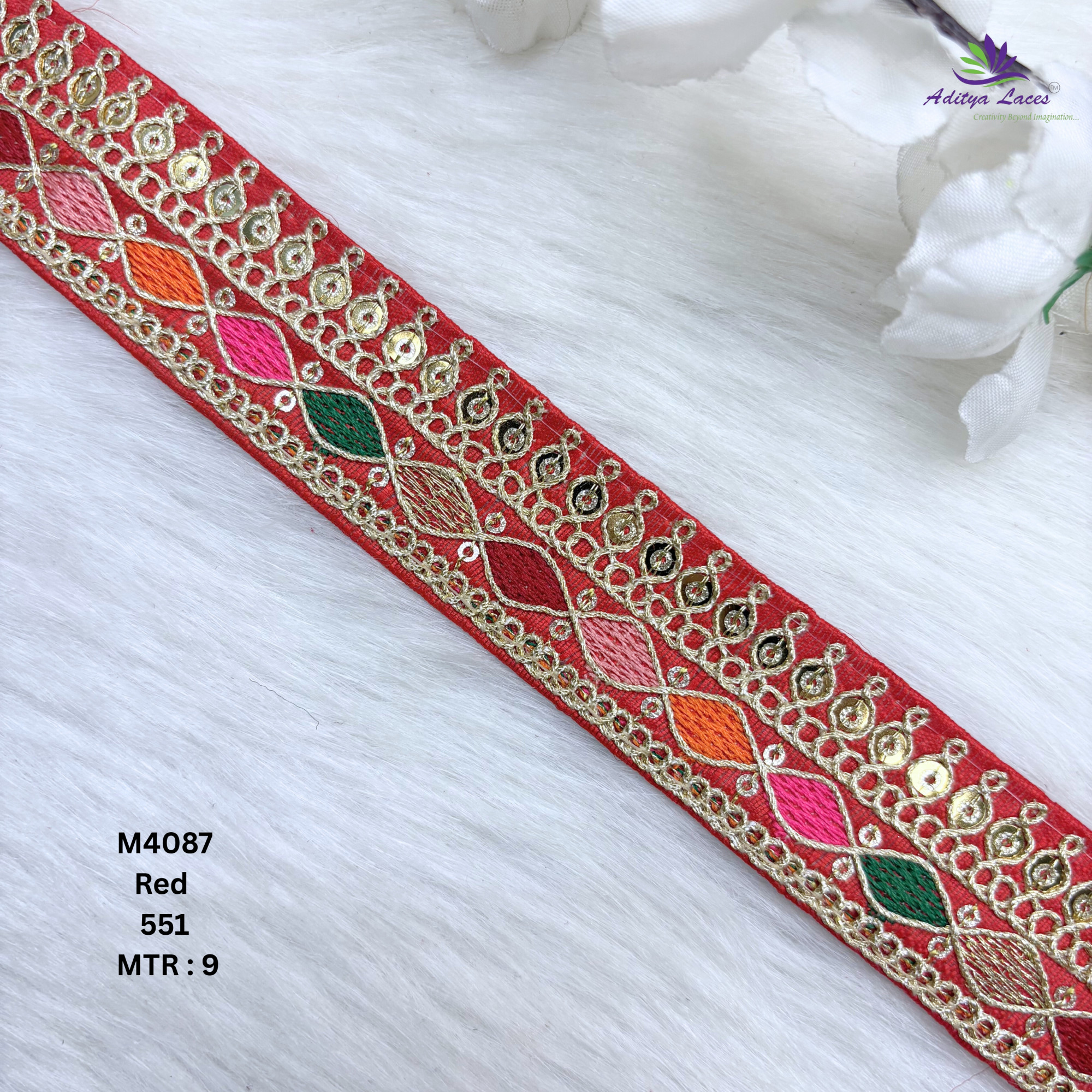 Malbari Multicolor Embroidery Lace Trim Designer Saree Border Bridal Decorative Lace Wholesale Supplier