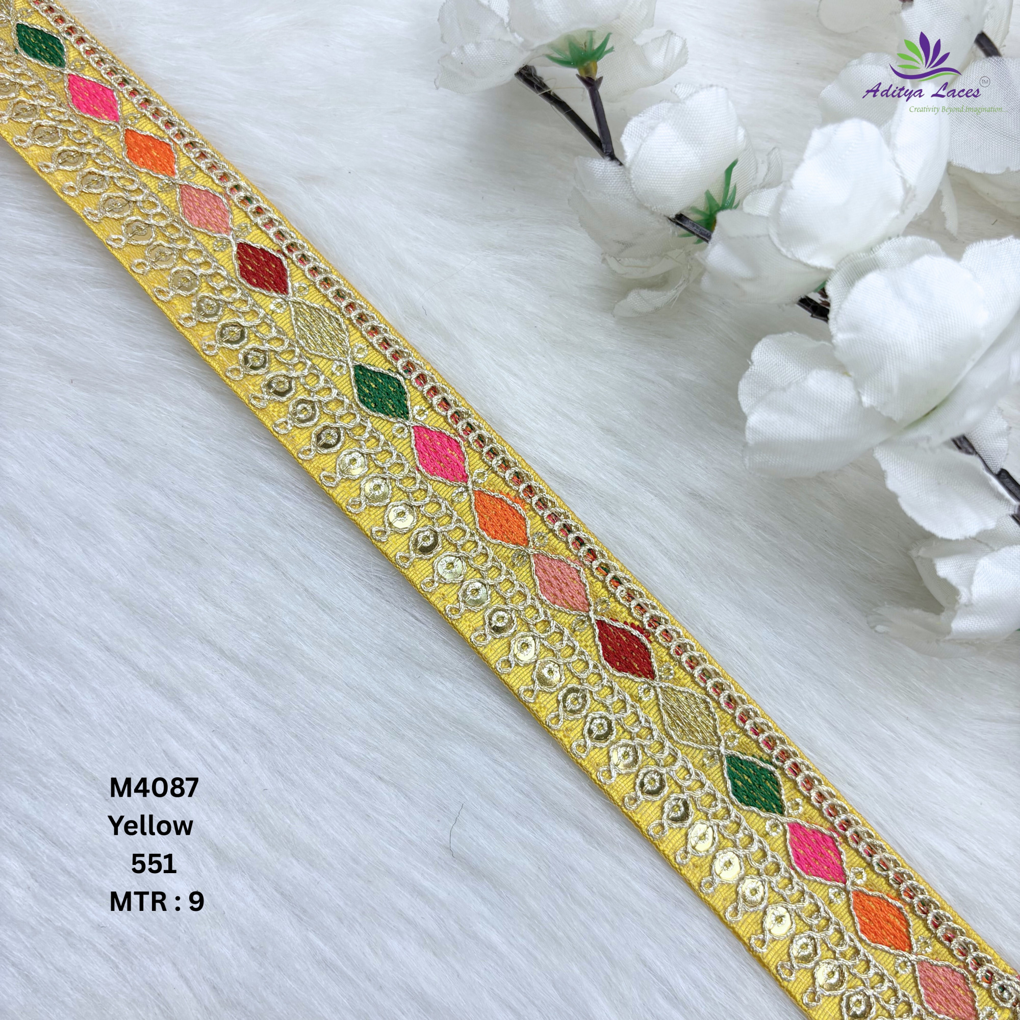Malbari Multicolor Embroidery Lace Trim Designer Saree Border Bridal Decorative Lace Wholesale Supplier