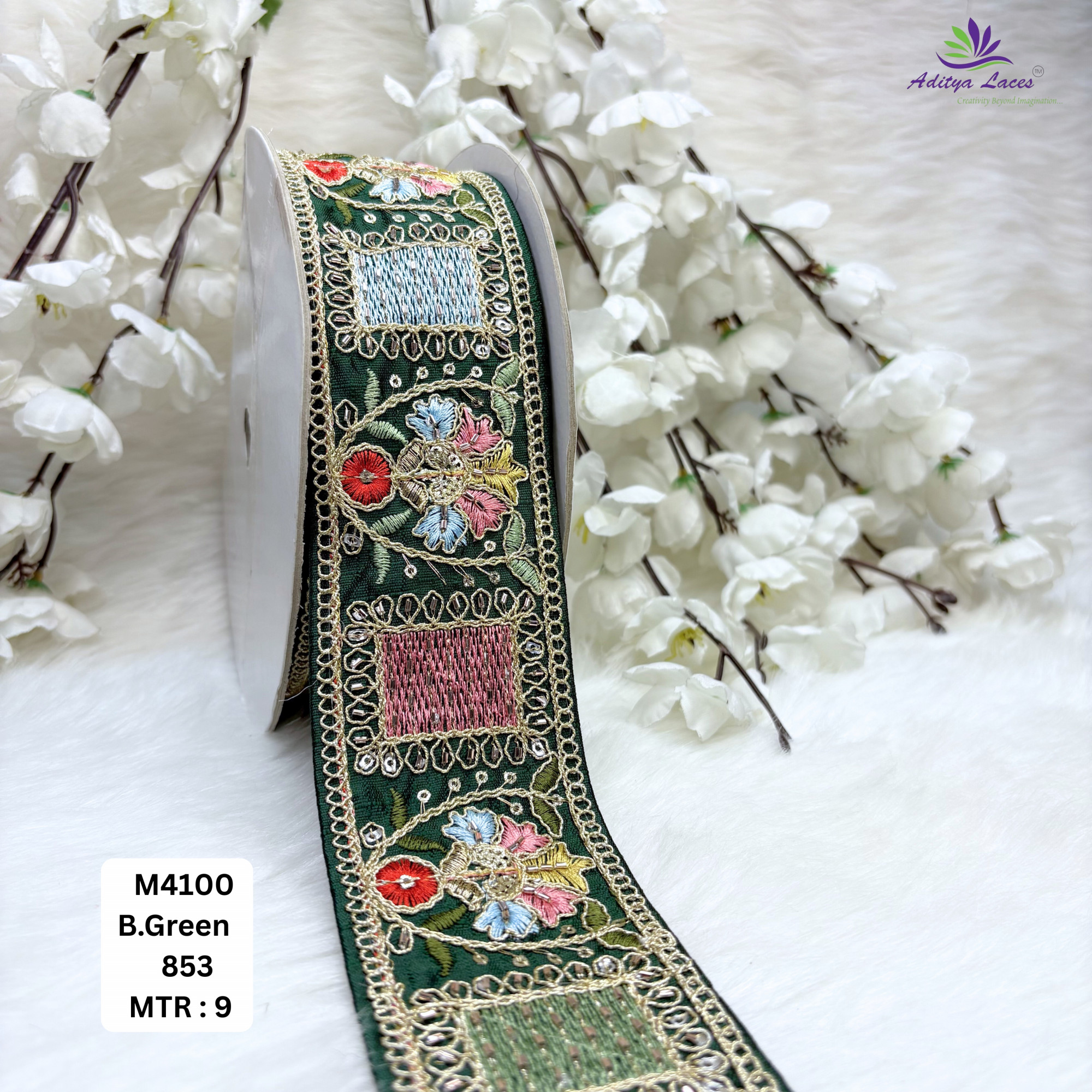 Malbari Multicolor Embroidery Lace Trim Designer Saree Border Bridal Decorative Lace Wholesale Supplier