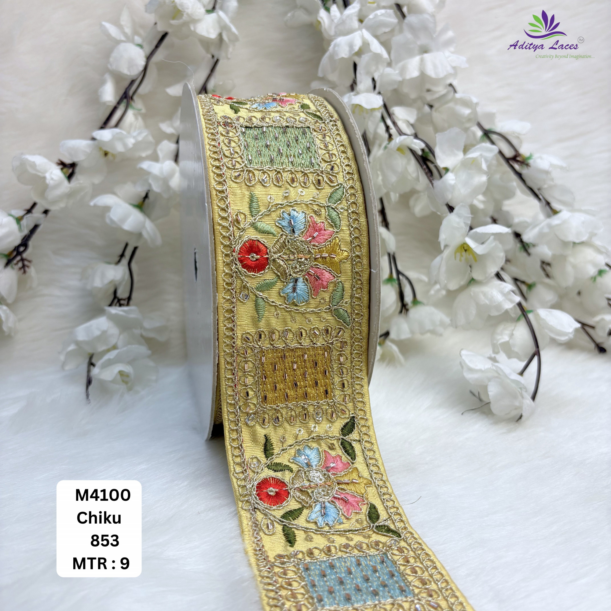 Malbari Multicolor Embroidery Lace Trim Designer Saree Border Bridal Decorative Lace Wholesale Supplier