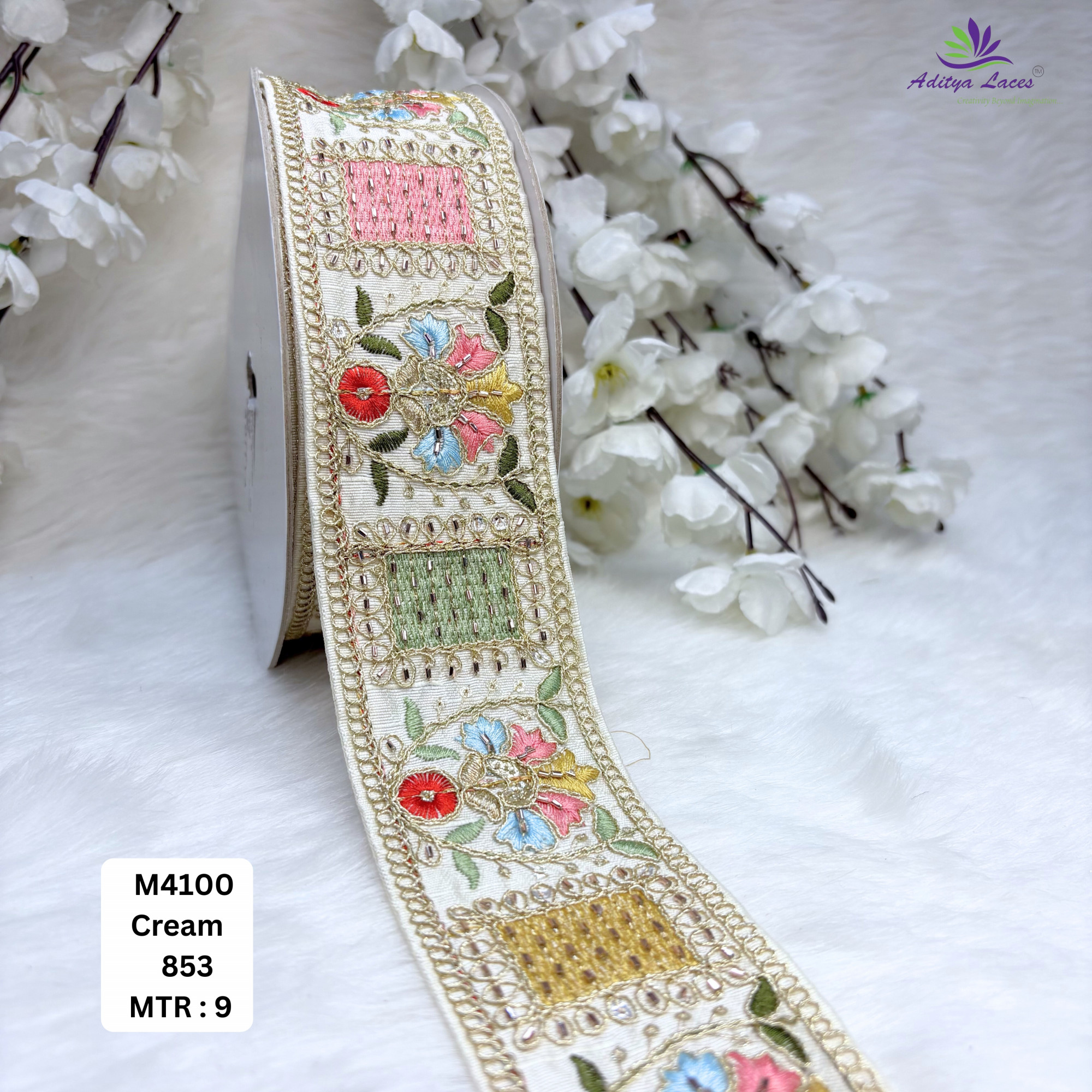 Malbari Multicolor Embroidery Lace Trim Designer Saree Border Bridal Decorative Lace Wholesale Supplier