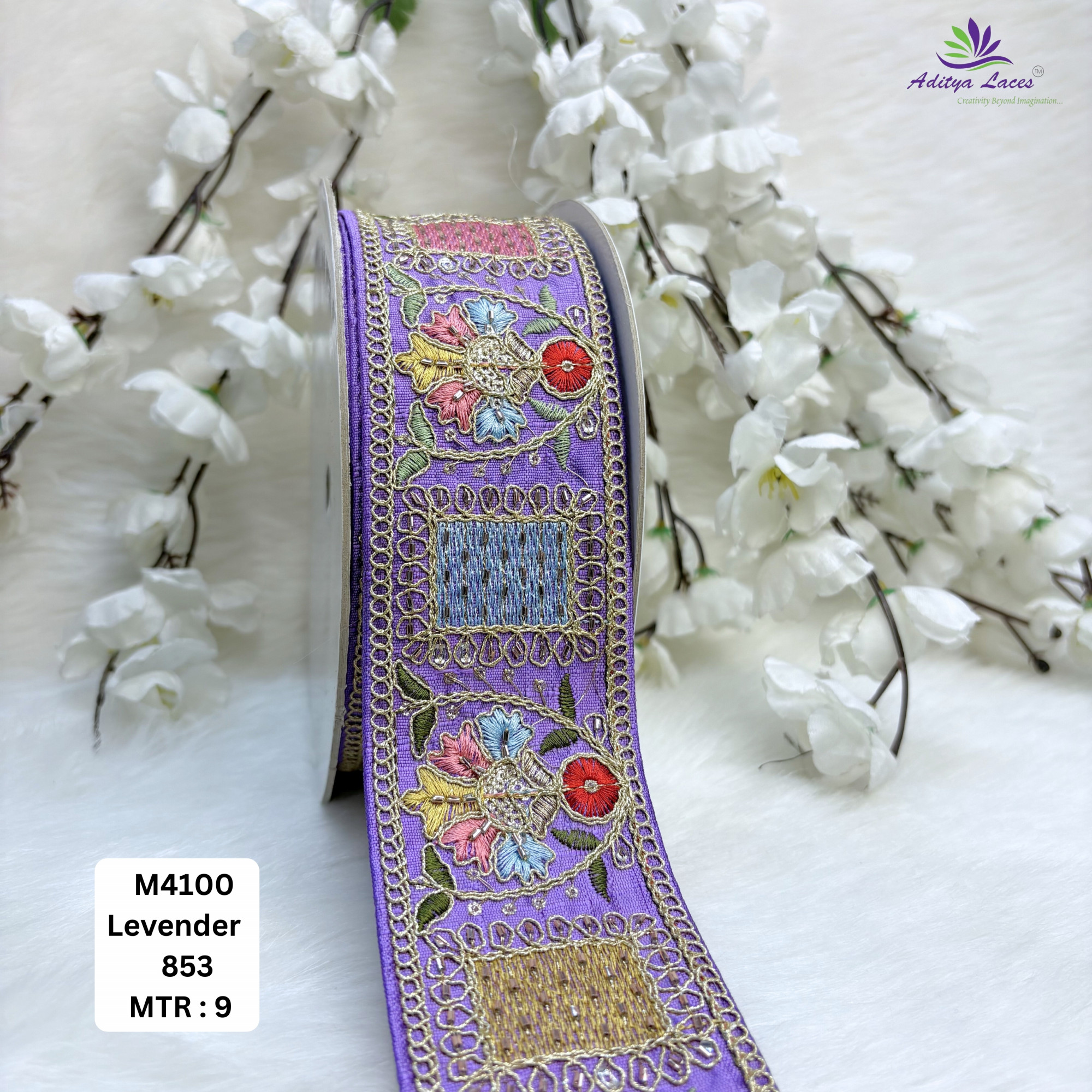 Malbari Multicolor Embroidery Lace Trim Designer Saree Border Bridal Decorative Lace Wholesale Supplier