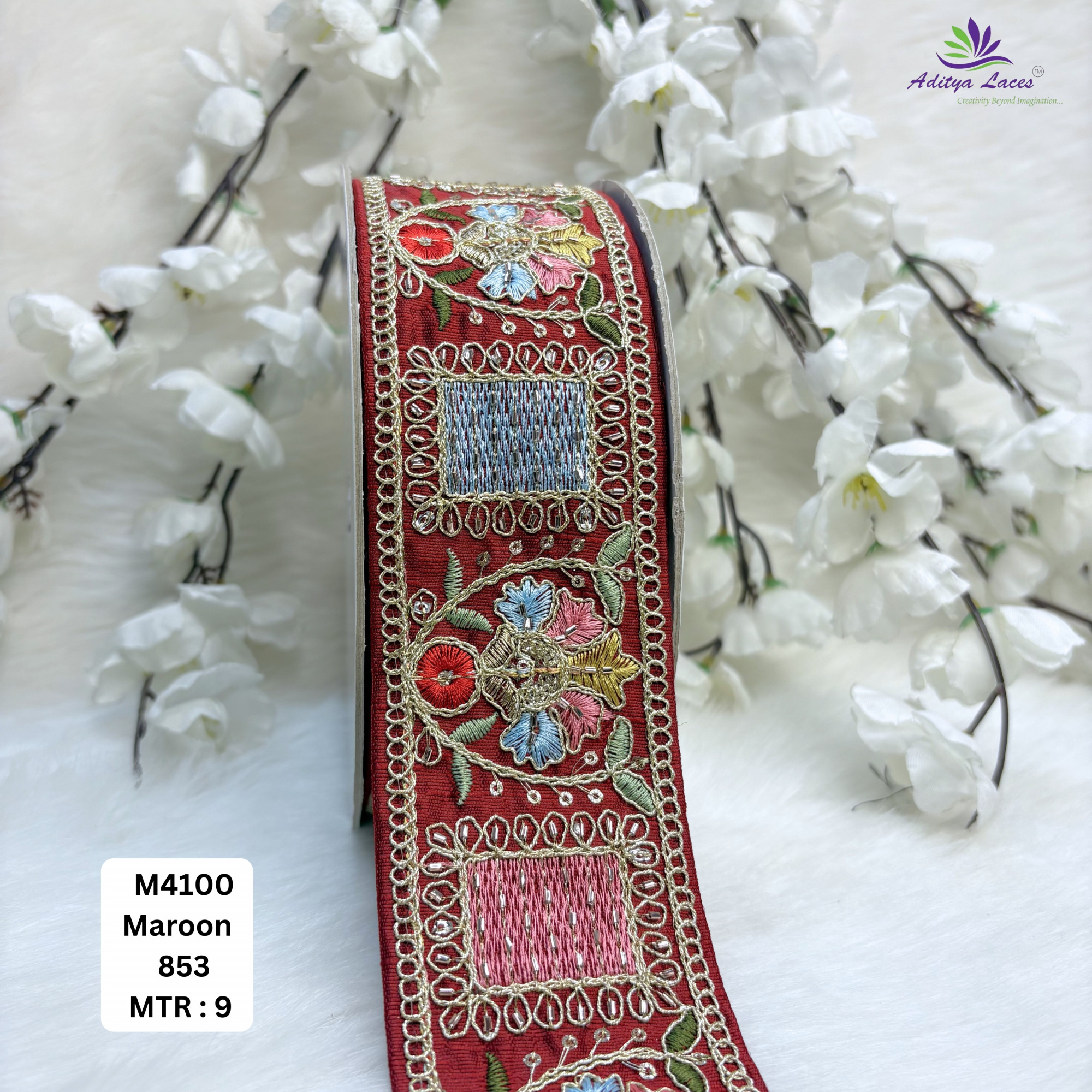 Malbari Multicolor Embroidery Lace Trim Designer Saree Border Bridal Decorative Lace Wholesale Supplier