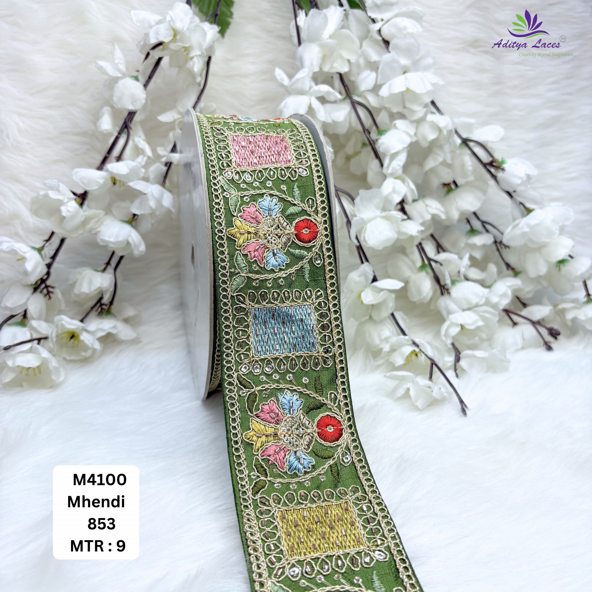Malbari Multicolor Embroidery Lace Trim Designer Saree Border Bridal Decorative Lace Wholesale Supplier