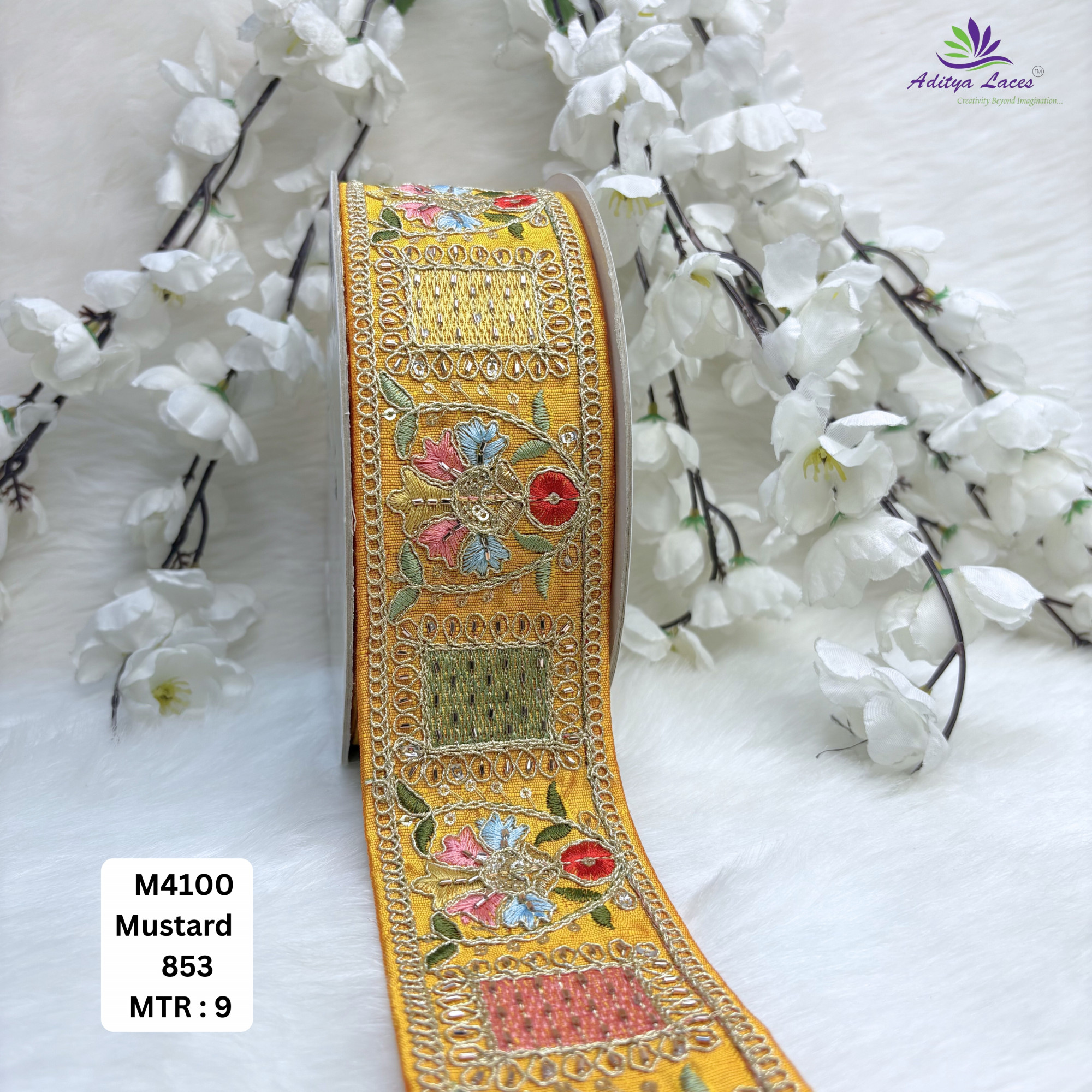 Malbari Multicolor Embroidery Lace Trim Designer Saree Border Bridal Decorative Lace Wholesale Supplier