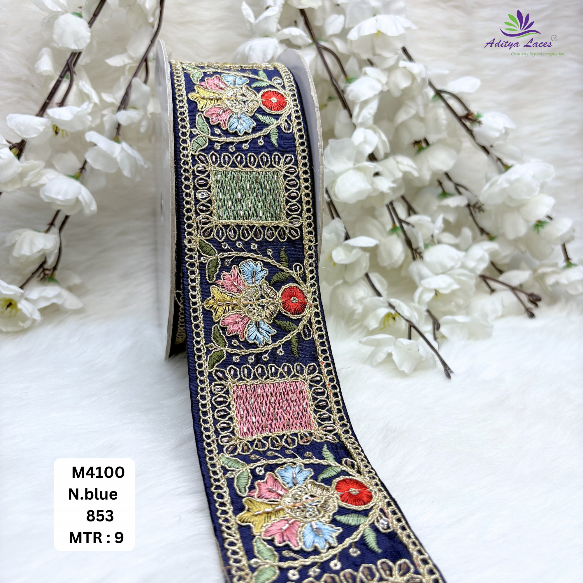 Malbari Multicolor Embroidery Lace Trim Designer Saree Border Bridal Decorative Lace Wholesale Supplier