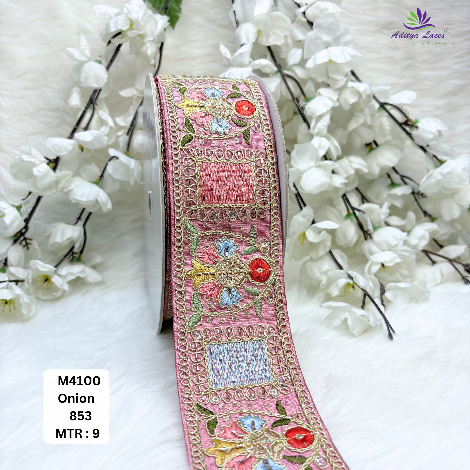 Malbari Multicolor Embroidery Lace Trim Designer Saree Border Bridal Decorative Lace Wholesale Supplier