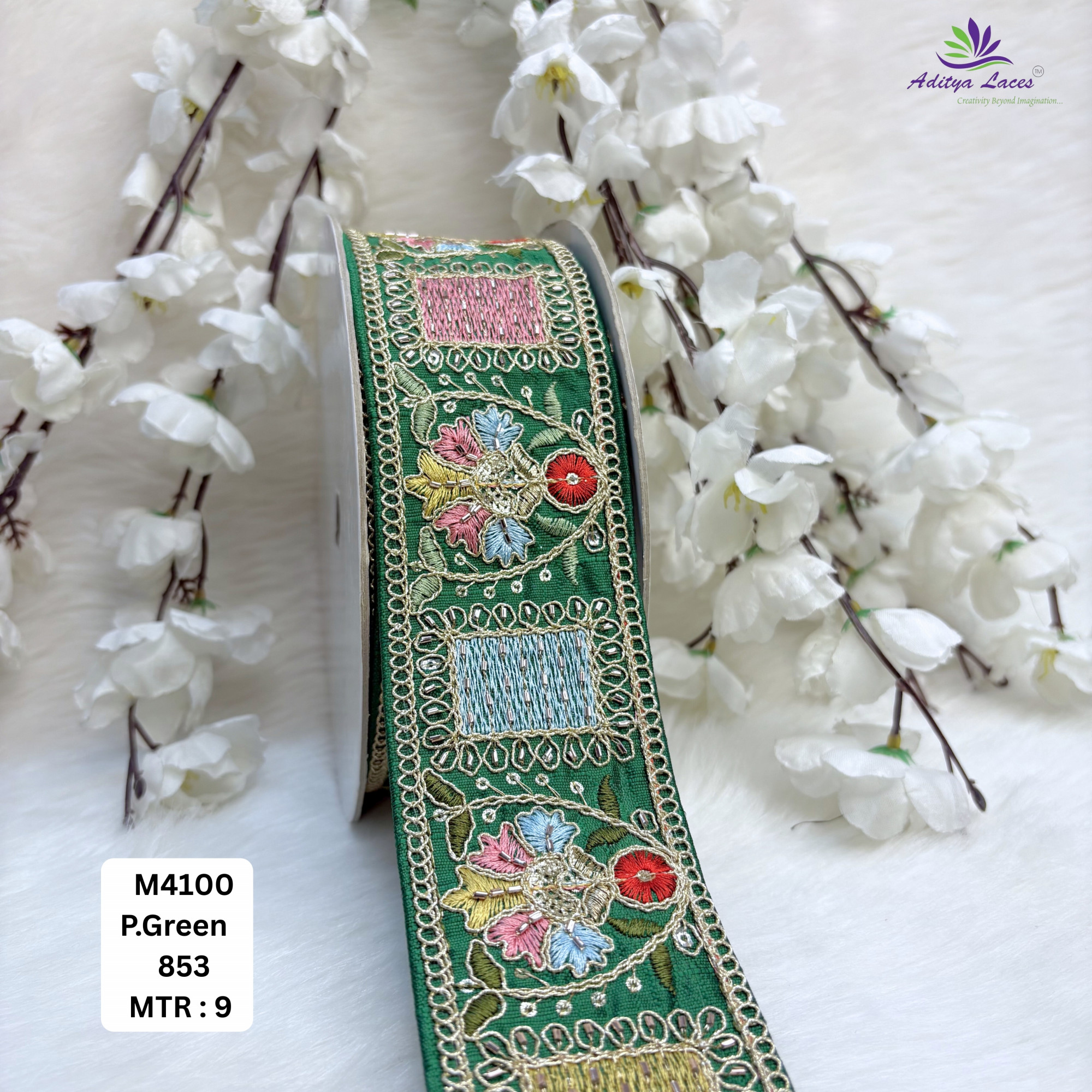 Malbari Multicolor Embroidery Lace Trim Designer Saree Border Bridal Decorative Lace Wholesale Supplier
