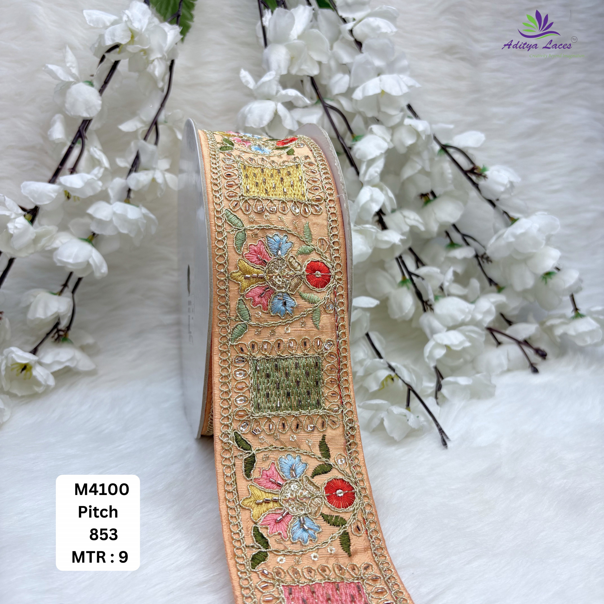 Malbari Multicolor Embroidery Lace Trim Designer Saree Border Bridal Decorative Lace Wholesale Supplier