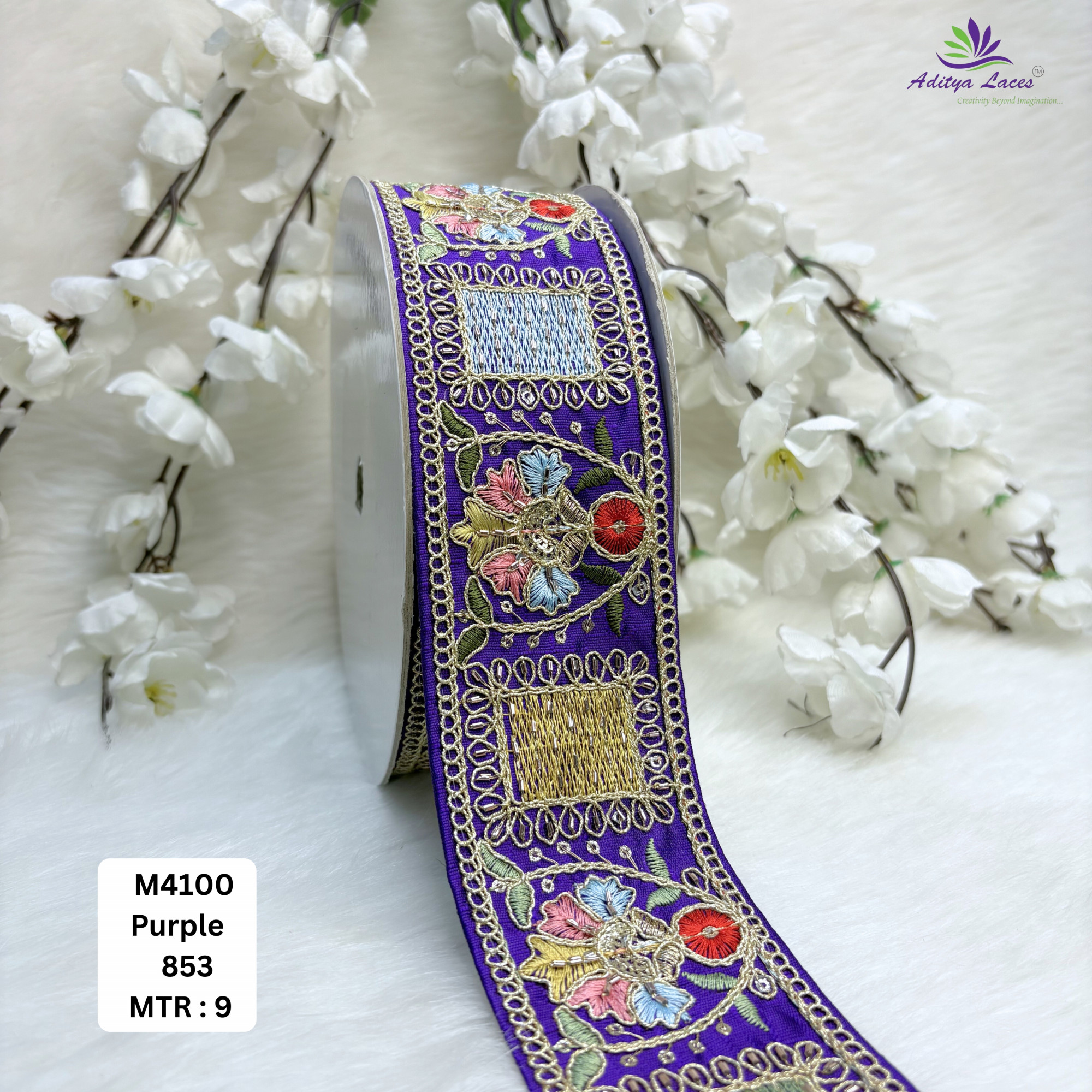 Malbari Multicolor Embroidery Lace Trim Designer Saree Border Bridal Decorative Lace Wholesale Supplier